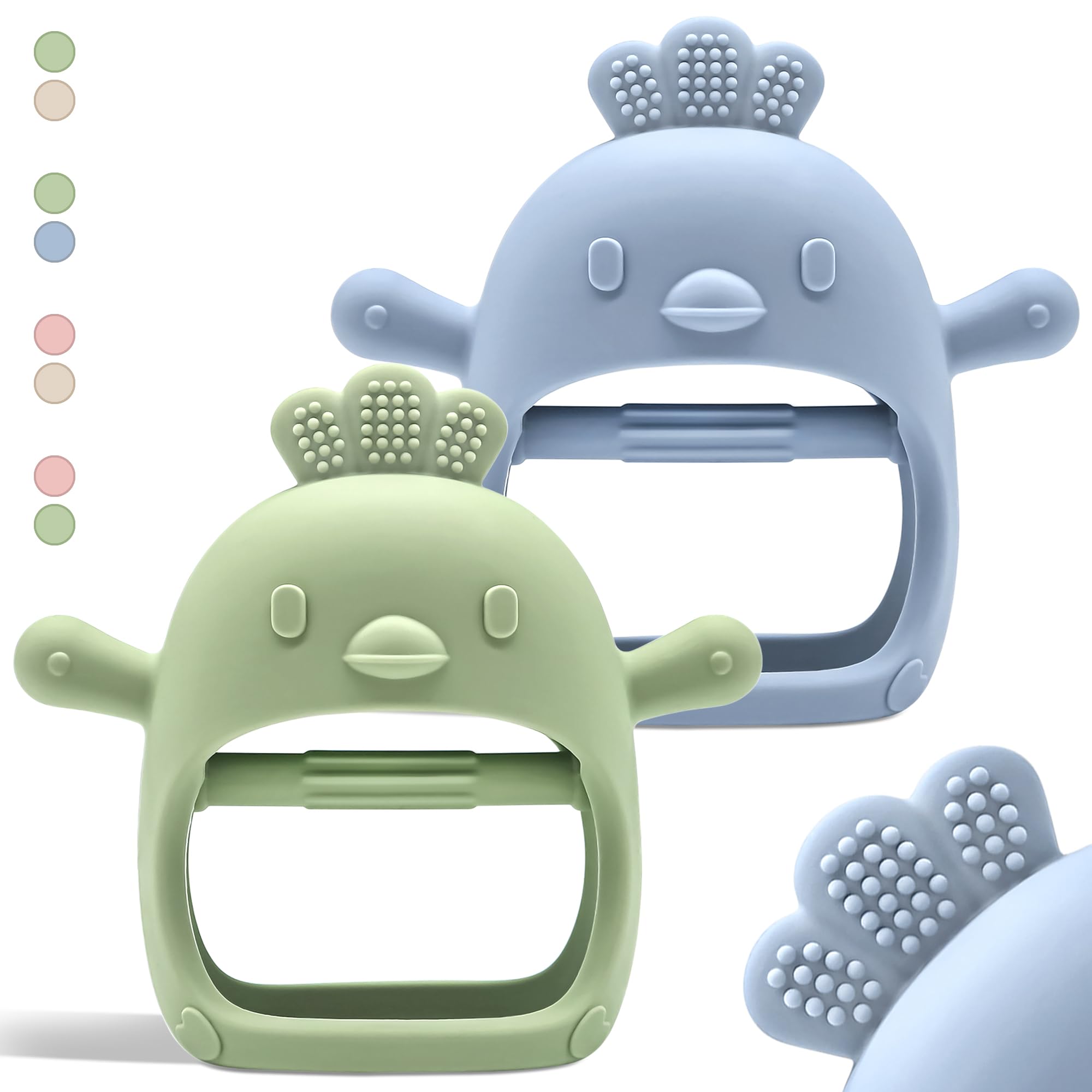 Komfy LilLove Baby Teething Toys - Non-Toxic Infant Teether for 0-12 Months | CPC Certified Teething Mitten & Pacifier Set (2 Pack) | No Drop Design for Safe Chewing Relief | Perfect for Soothing Sore Gums at Home or On-the-Go