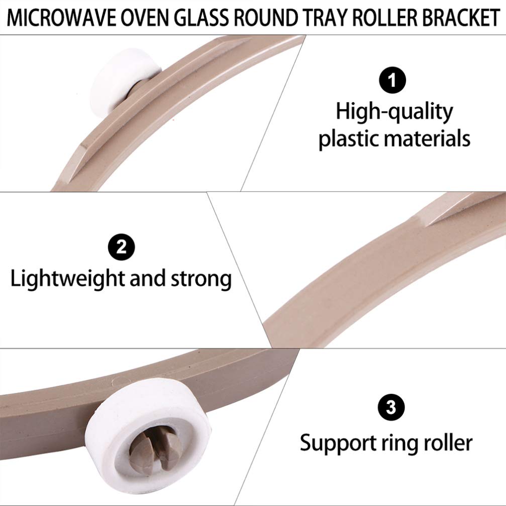 2 Pack Hemoton Microwave Turntable Bracket - 3 Wheel Oven Rack Replacement, Plastic Ring Turntable Holder for Microwave Inner Support | Fits Most Brands, Easy Installation | Perfect for Heating Food Evenly & Replacing Broken Parts