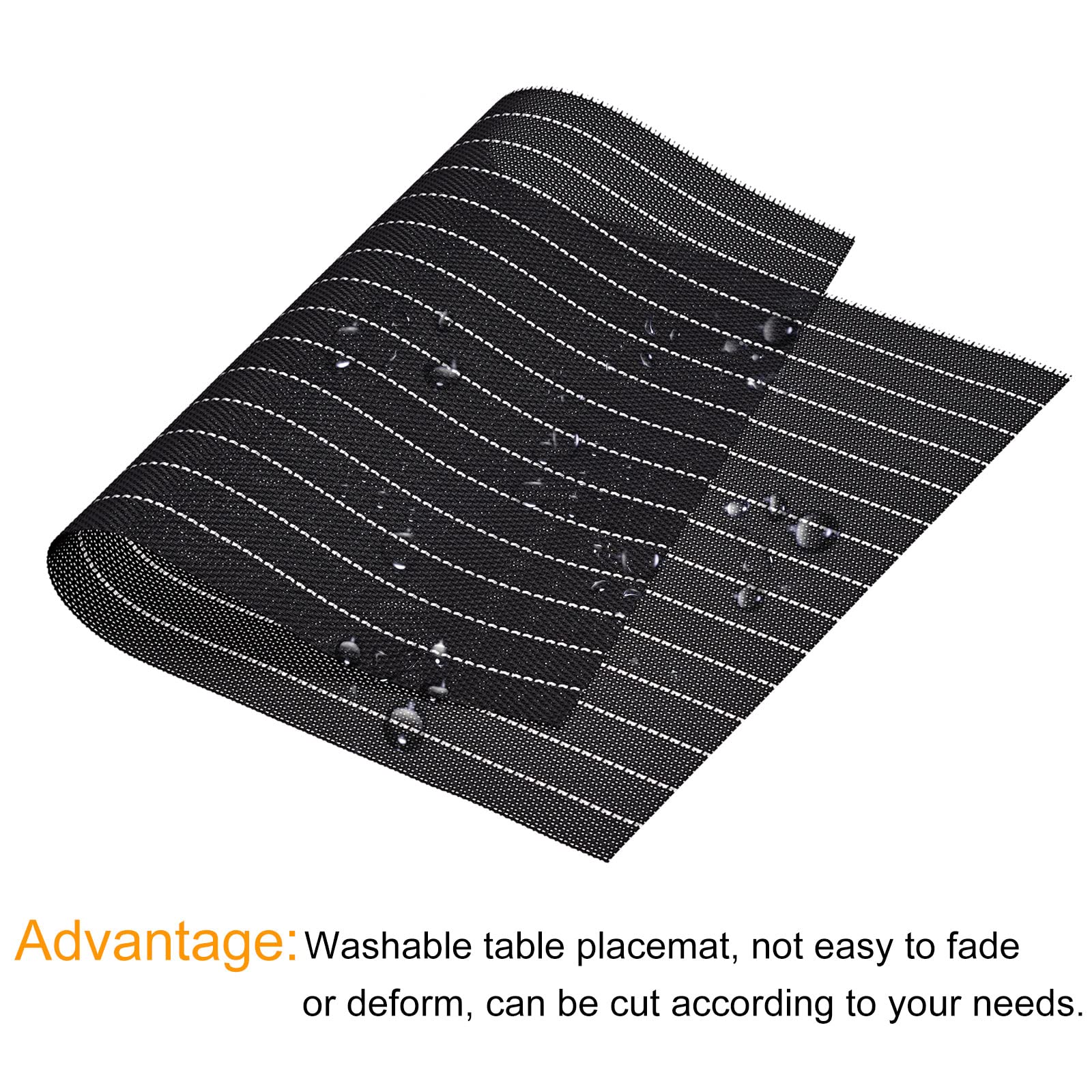 uxcell 4-Pack Black PVC Washable Woven Place Mats 17.7x11.8 Inches - Durable Table Mats for Dining, Kitchen, Restaurant & Party Decor