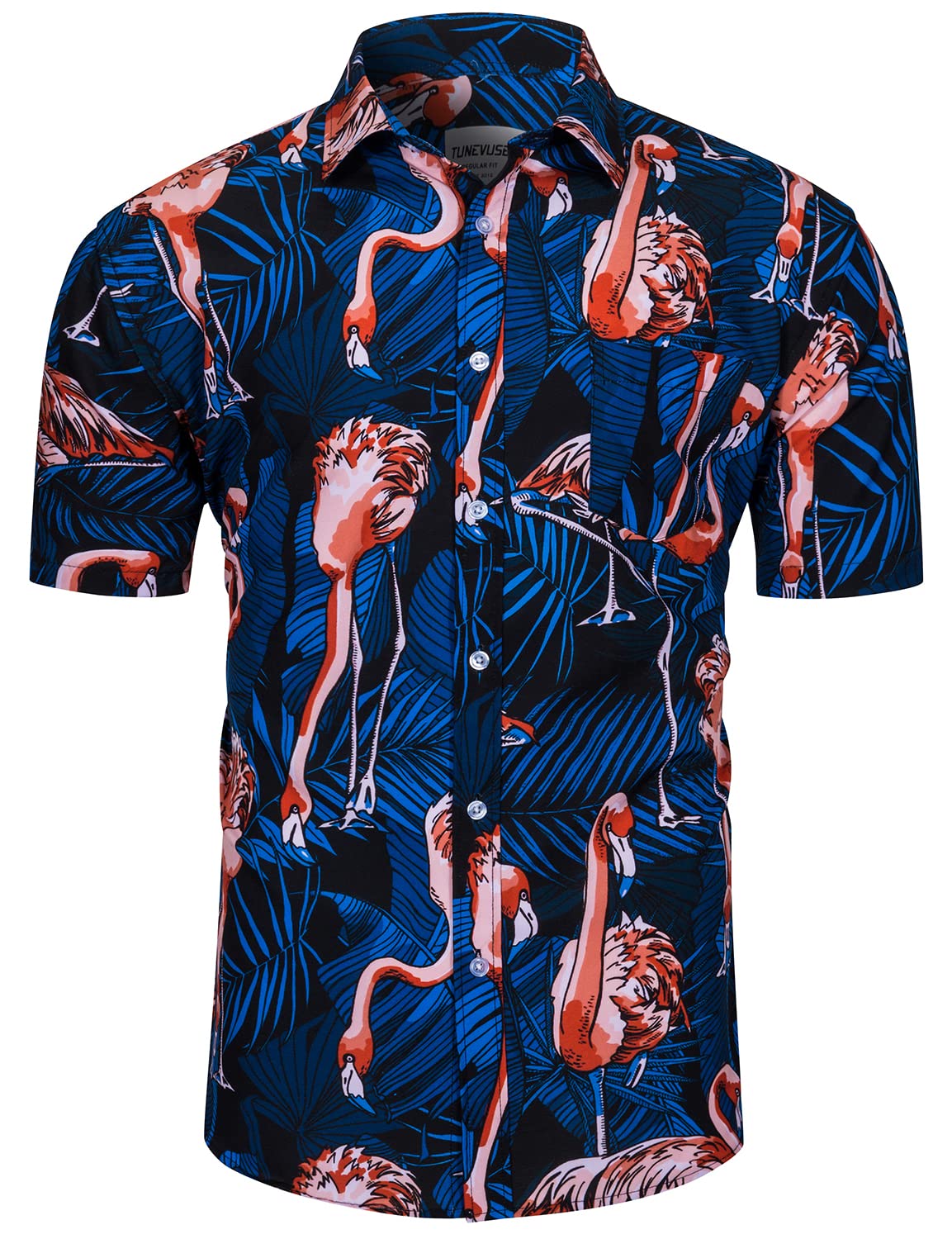 TUNEVUSE Men's Hawaiian Shirts and Shorts Set - 2 Piece Tropical Beach Outfit with Floral Print & Bucket Hat | Summer Vacation, Pool Party, Luau, Cruise Wear