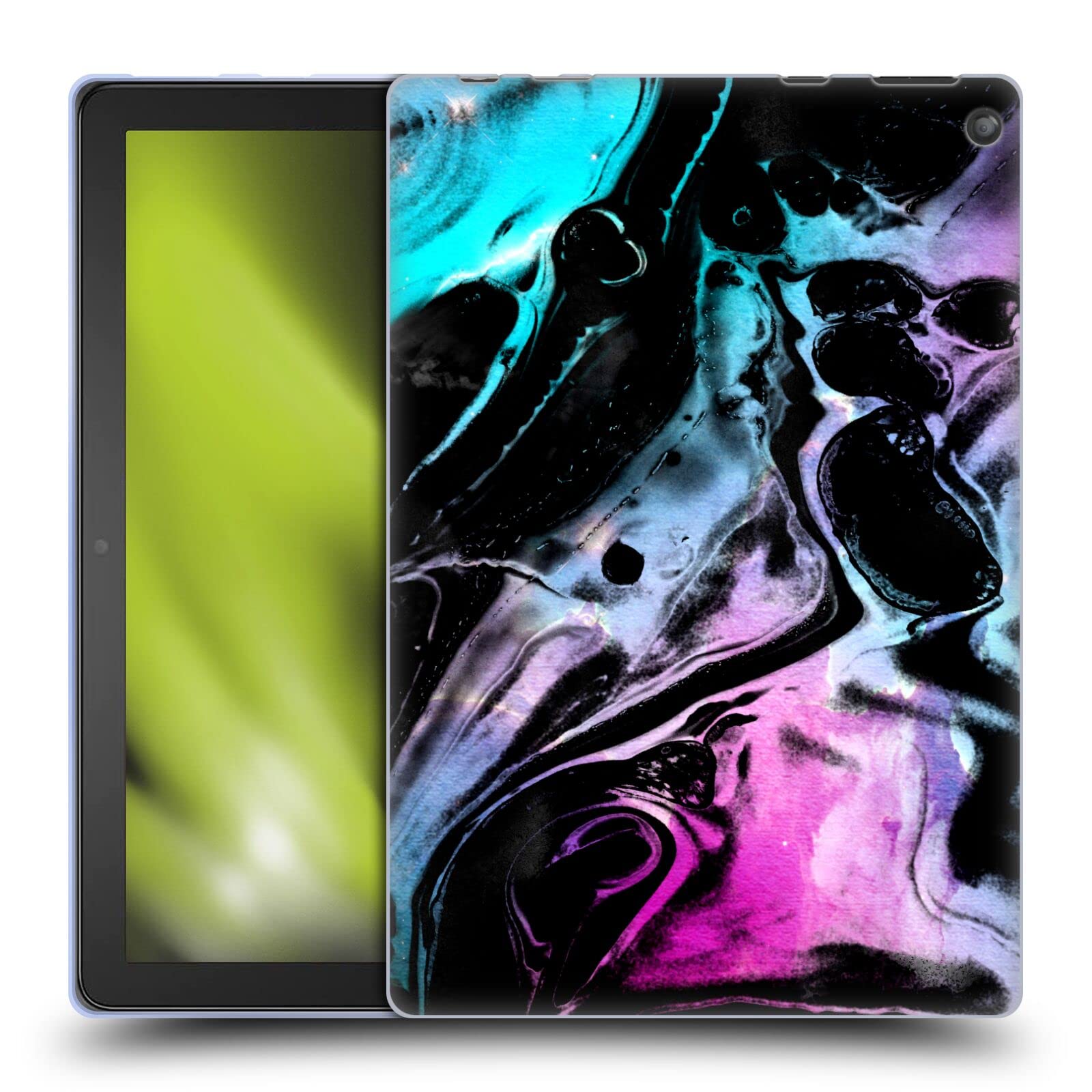 Haroulita Fluid Marble Glitch Design Soft Gel Case for Amazon Fire HD 10 (2021) - Officially Licensed by Head Case Designs, Perfect for Home, Office, and Travel Use