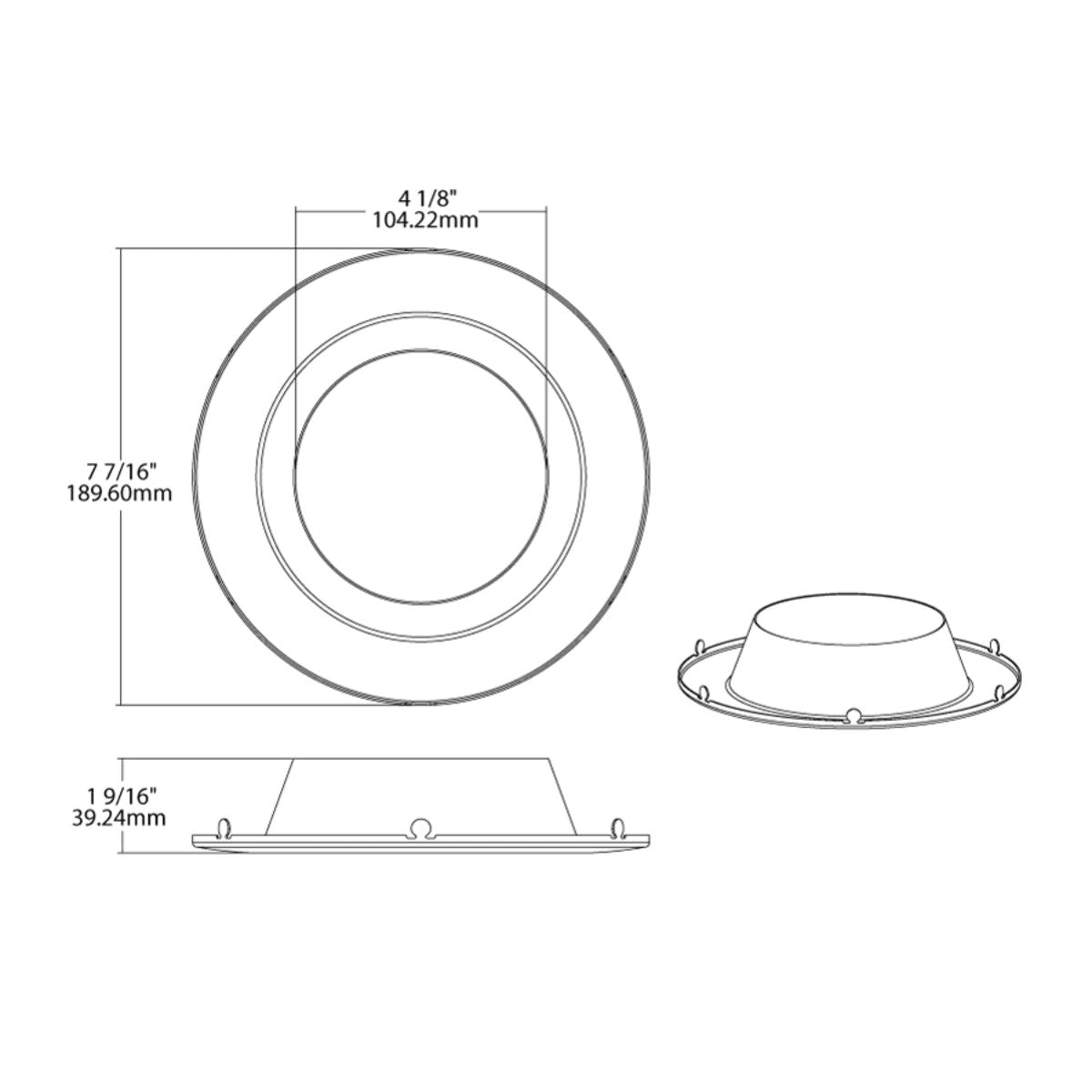 6 Inch Round Trim for Commercial Downlights - Smooth Black Finish | Perfect for Recessed Lighting in Offices, Retail Stores & Restaurants