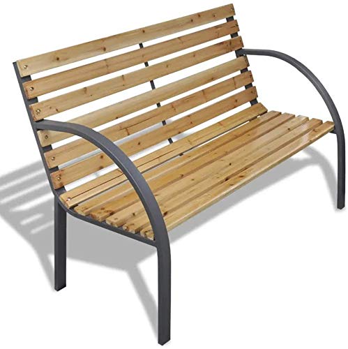 GOTOP 2-Seater Wooden and Iron Garden Bench with Backrest - Outdoor Patio Furniture for Garden, Yard, or Porch - 47.2 x 24.4 x 32.3 Inches (120 x 62 x 82 cm) - Perfect for Relaxing in Your Outdoor Space