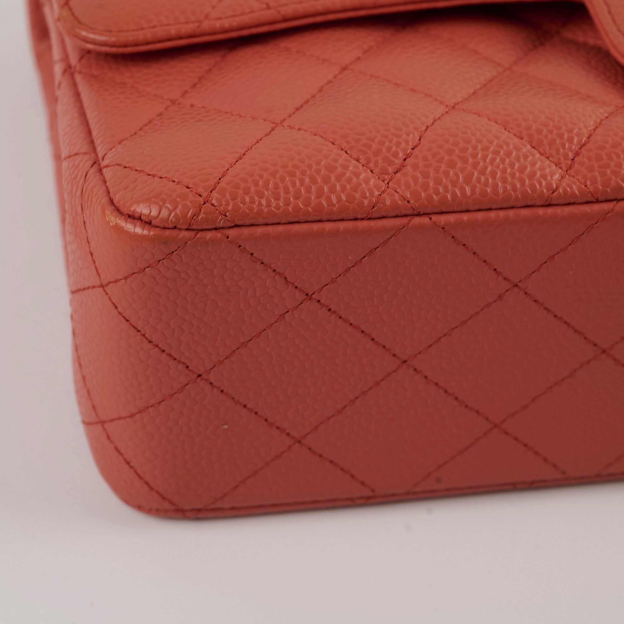 Chanel Medium/Large 24k Gold Plated Caviar Classic Flap Bag in Salmon Pink - Luxury Handbag for Women, Perfect for Parties, Weddings & Special Occasions