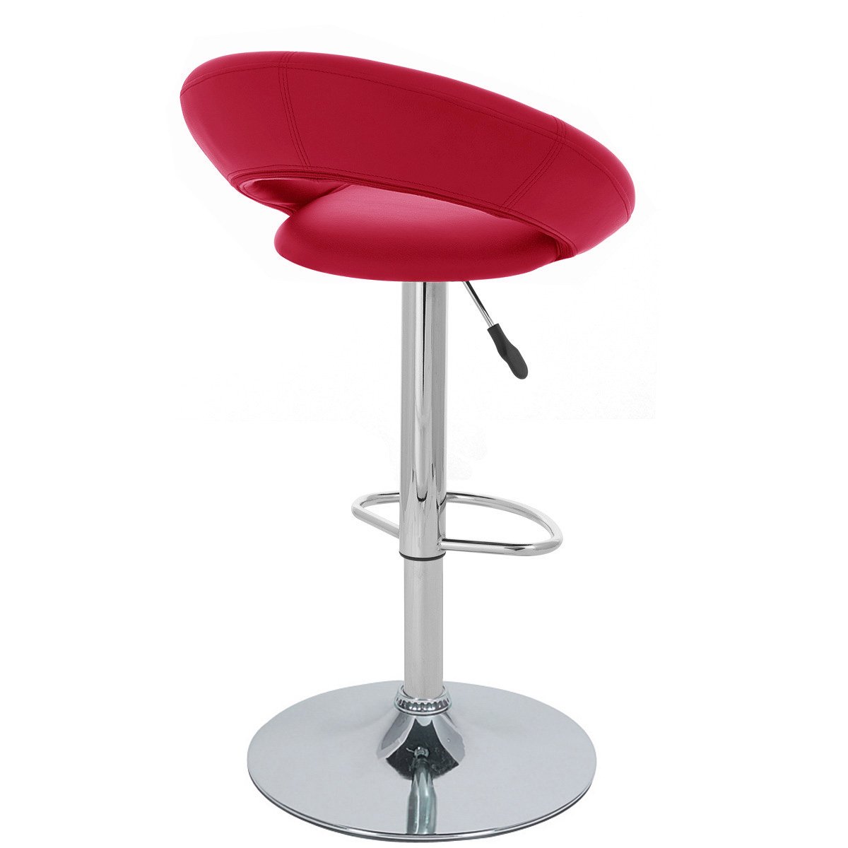 Rho Leather Adjustable Height Counter Bar Stool - Cherry Red for Modern Kitchen & Home Bar Decor