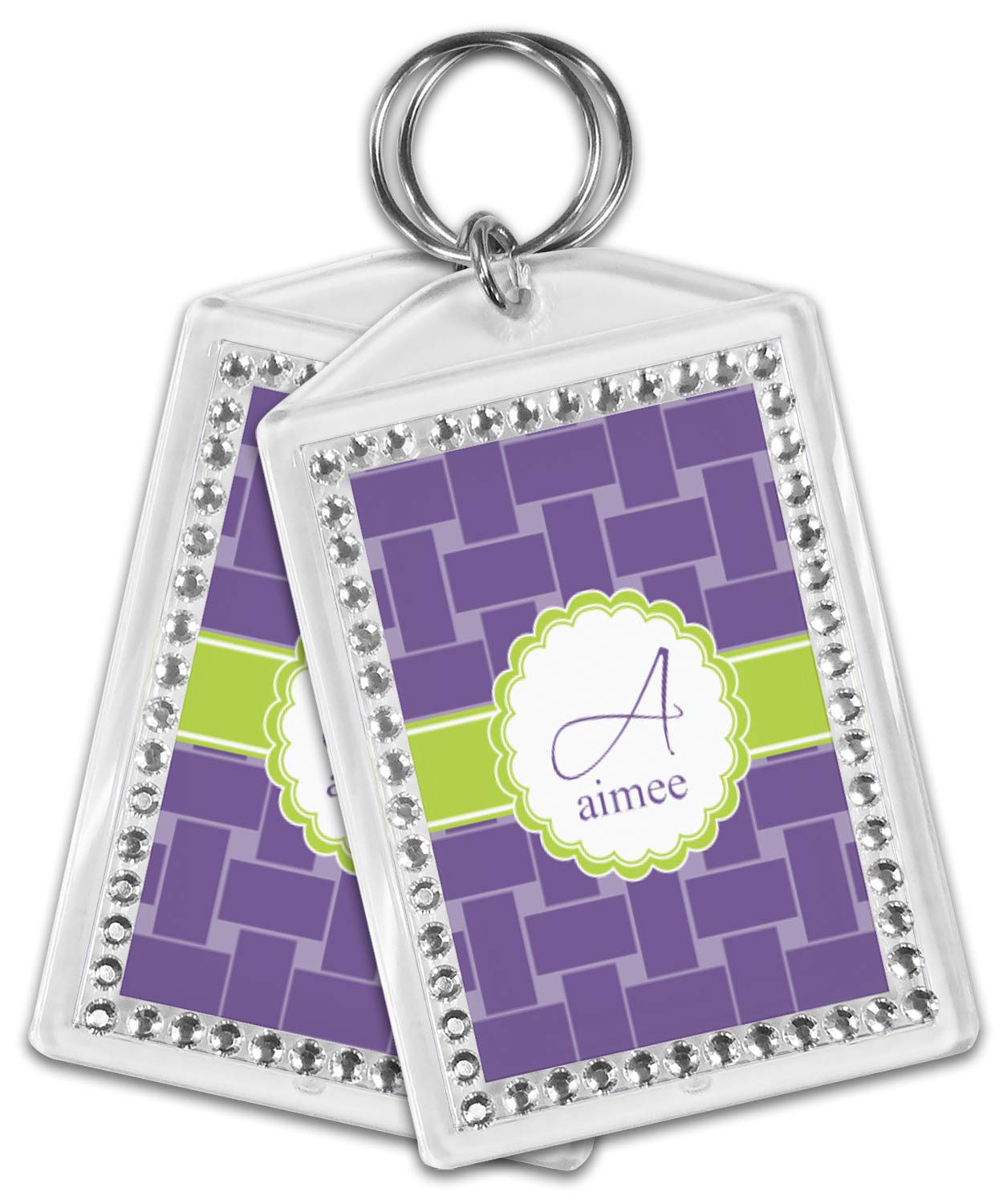 YouCustomizeIt Personalized Waffle Weave Bling Keychain - Custom Name Keyring for Women & Girls - Perfect for Gifts, Backpacks, and Purse Accessories