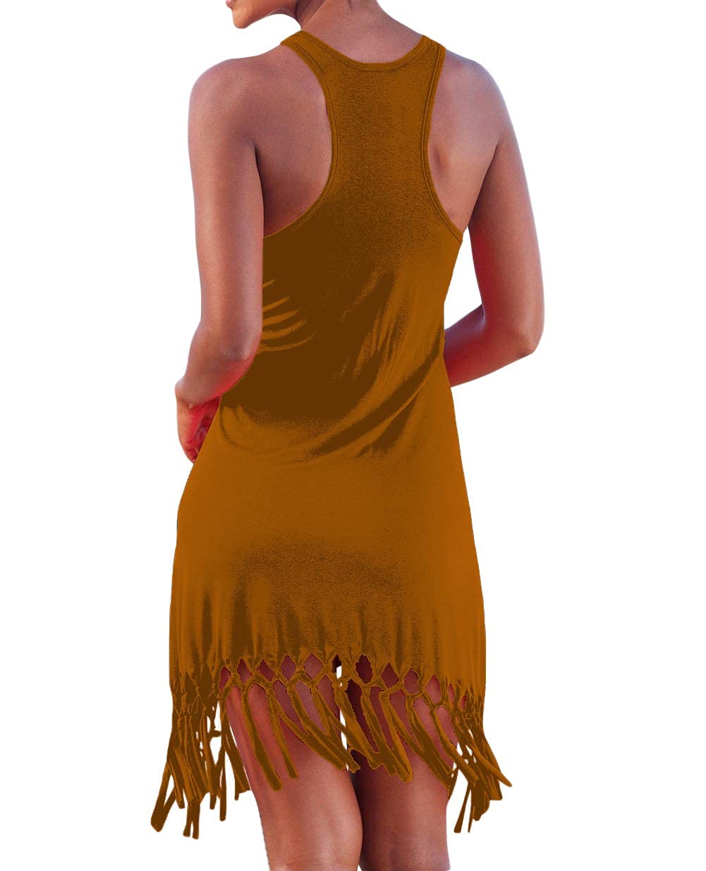 Pinziko Women's Summer Swimsuit Cover Up - Flowy Beach Dress with Boho Fringe for Pool, Vacation & Tropical Getaways