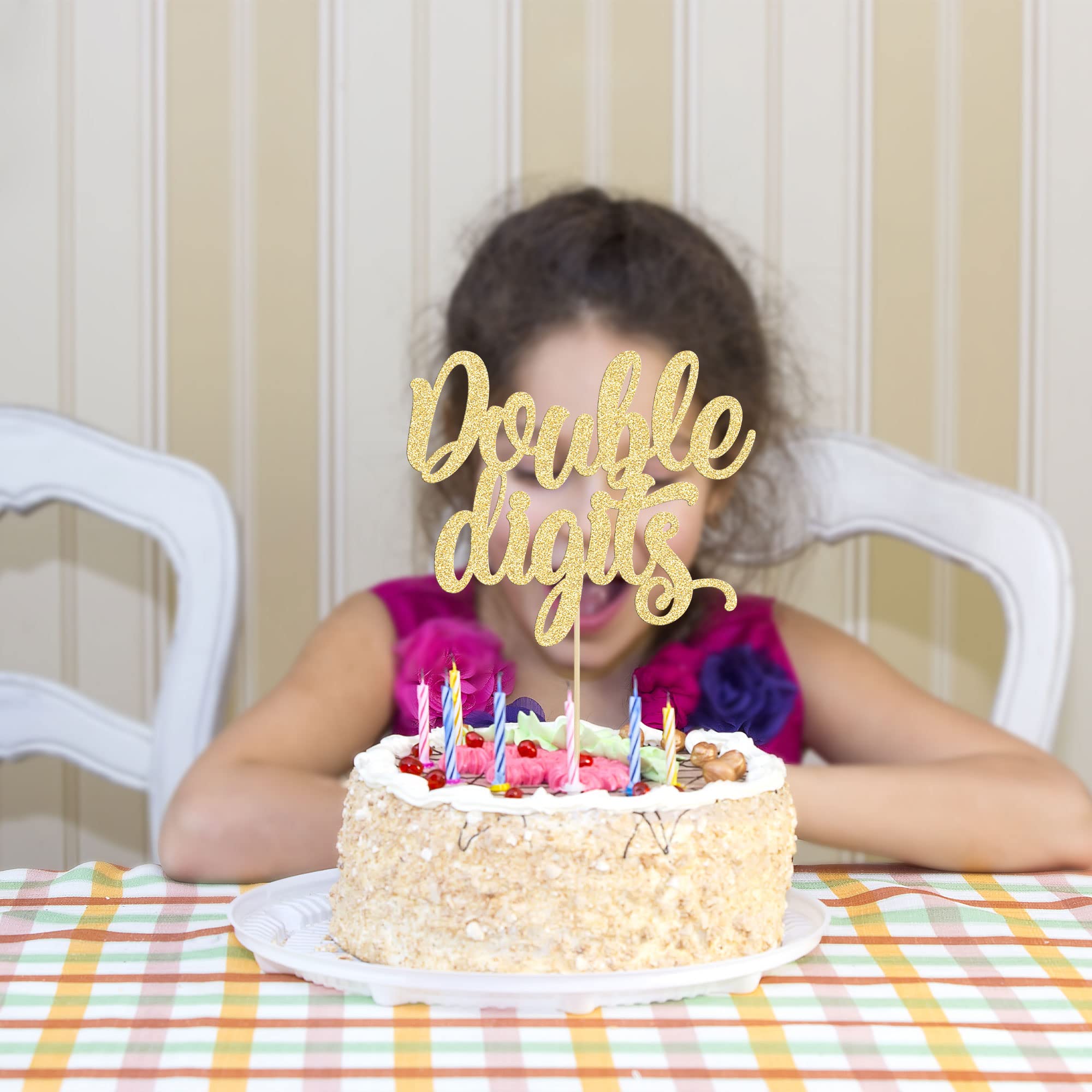 Gyufise 10th Birthday Cake Topper - Double Digit Gold Glitter '10' Cake Decoration for 10 Year Old Birthday Party Supplies | Perfect for 10th Anniversary Celebrations, Milestone Birthdays & Special Occasions