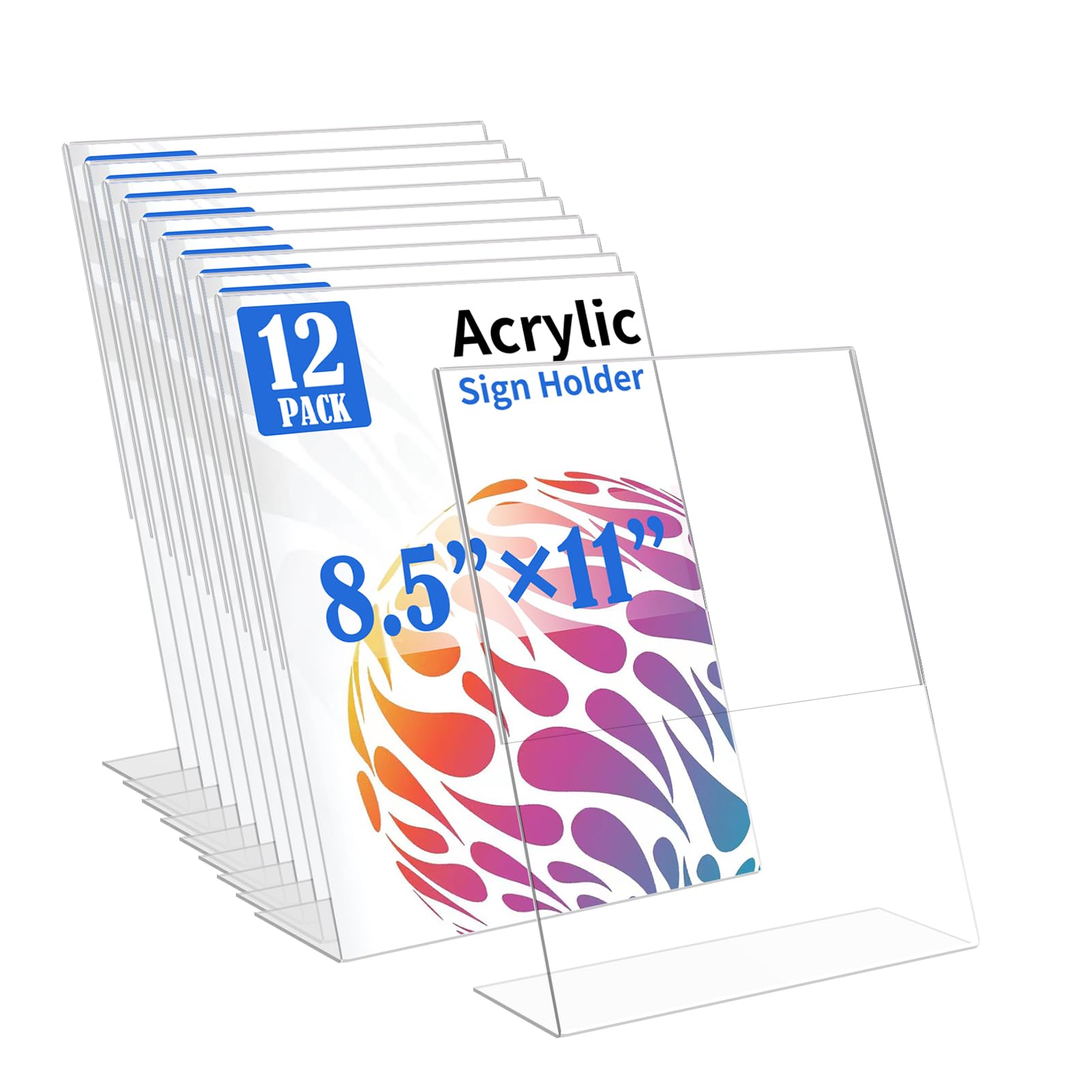 12 Pack Clear Acrylic L-Shaped Sign Holders 8.5