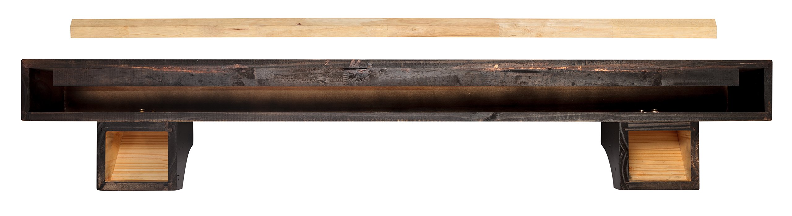 Pearl Mantels 412-72-20 The Shenandoah 72-Inch Wooden Shelf/Mantel - Espresso Rustic Distressed Finish - Perfect for Fireplace Mantel Decor, Living Room, Bedroom & Farmhouse Style Home Decor