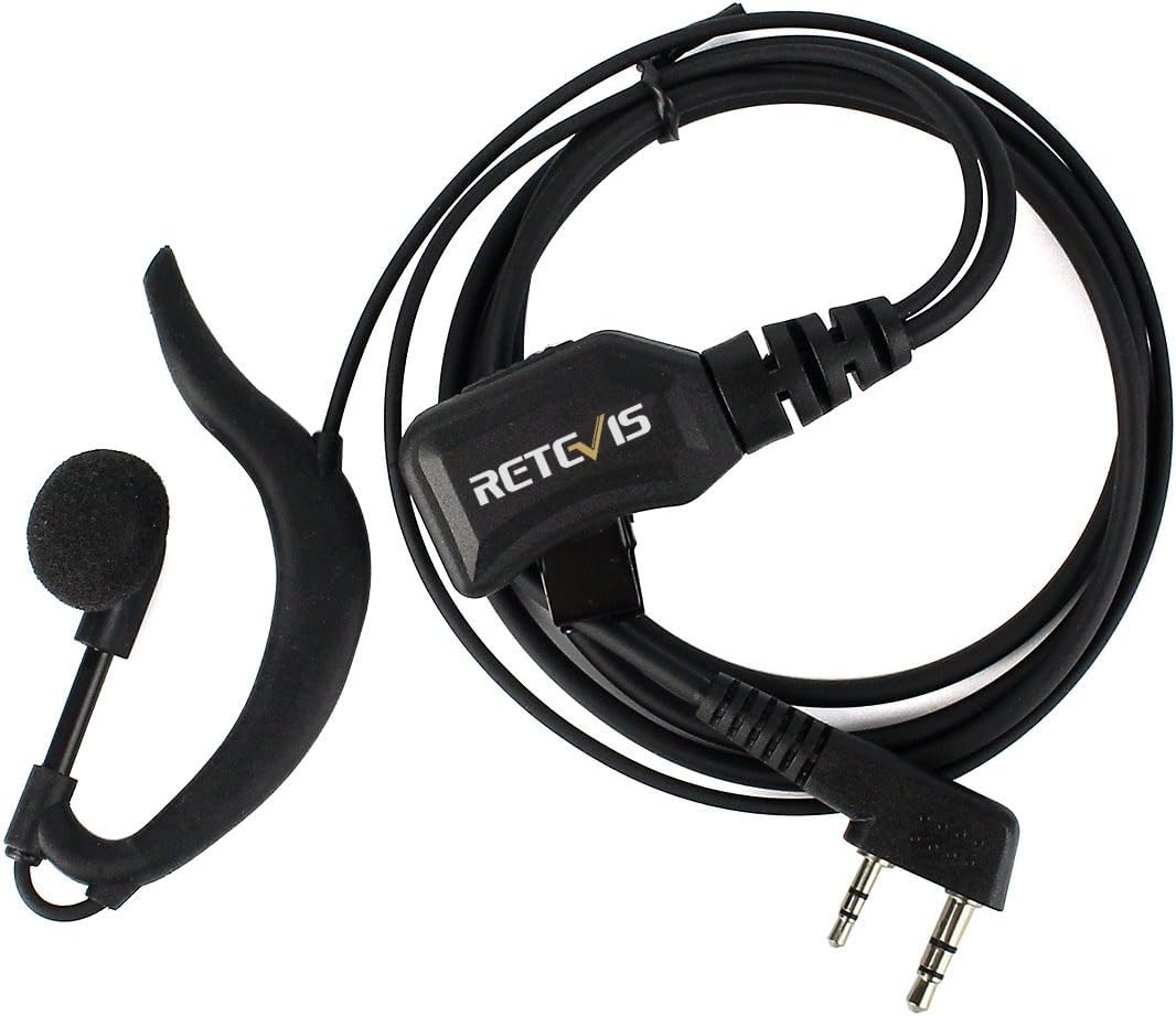 Retevis R111 Walkie Talkie Earpiece - G Type 2 Pin Earphone with Volume Control, Compatible with RT24 RT27 RT22 RT21 RT7 Baofeng BF-888s Sunreal Kenwood TYT OCDAY Radios (10 Pack) - Ideal for Security, Construction, Warehouse & Outdoor Communication