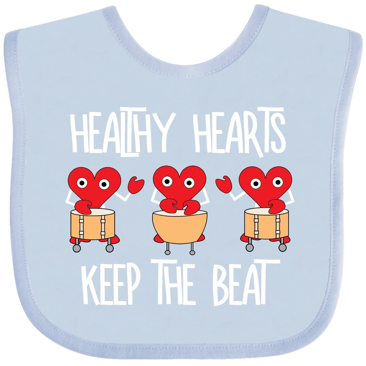 Inktastic Healthy Hearts White Text Baby Bib - Soft Organic Cotton Drool Bib for Infants & Toddlers - Perfect for Feeding, Teething, and Everyday Use