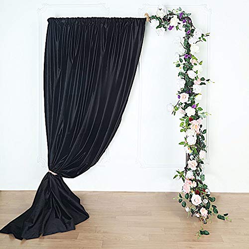 BalsaCircle 8x8 Feet Black Velvet Backdrop Curtain - Premium Photography Backdrop for Wedding Ceremonies, Receptions, Parties & Photo Booths | Elegant Home Decor for Events & Studio Shoots