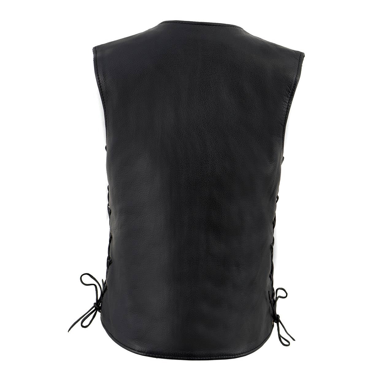 Milwaukee Men's Premium Leather Side Lace Vest with 2 Front Pockets - Stylish Biker Jacket for Motorcycle Riding & Outdoor Adventures