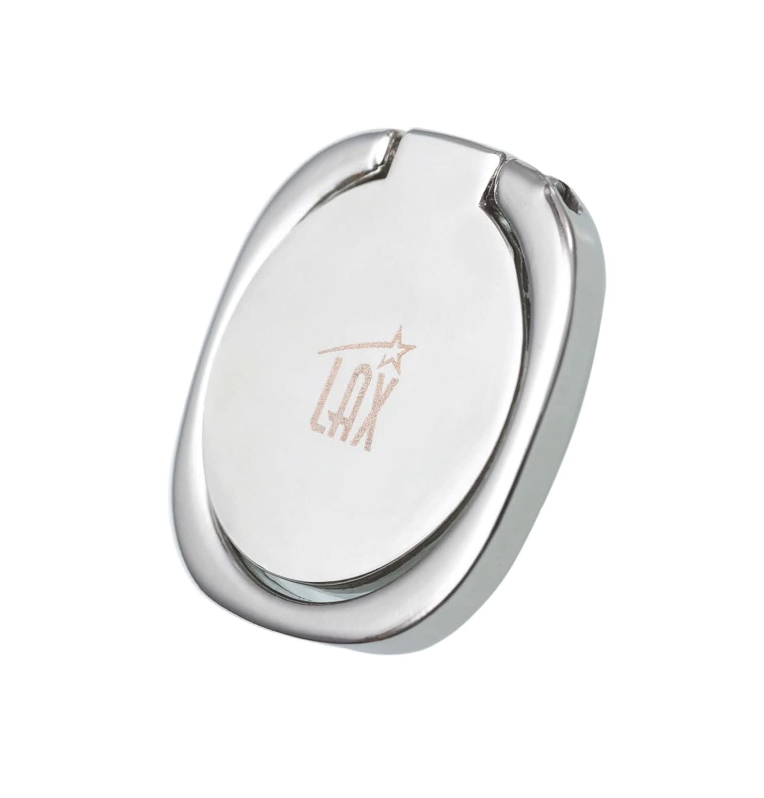 360° Rotating LAX Silver Metal Phone Ring Holder & Stand - Magnetic Car Mount Compatible with All Smartphones | Perfect for Driving, Watching Videos & Hands-Free Use
