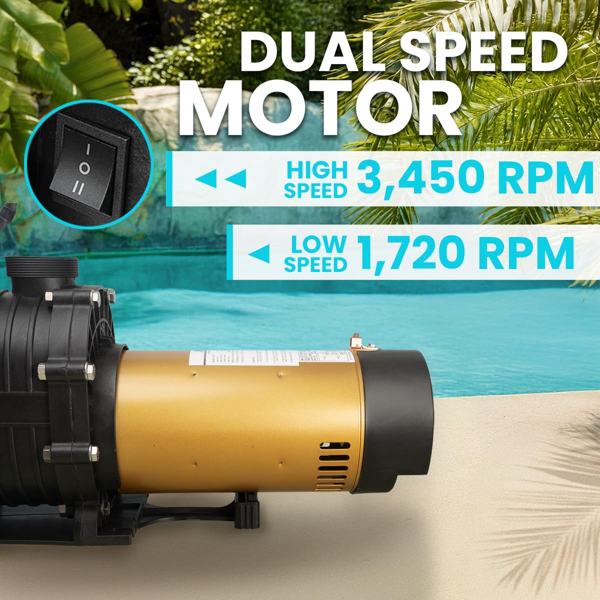 XtremepowerUS 1.75HP In-Ground Swimming Pool Pump - Dual Speed High Flow 5280 GPH with 1.75