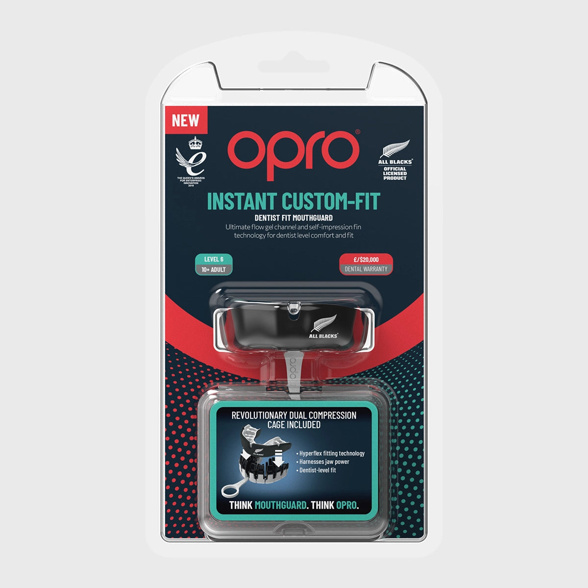 Opro Instant Custom Fit All Blacks Mouthguard - Adjustable Sports Mouth Guard for Rugby, Boxing & MMA - Perfect for Athletes & Contact Sports