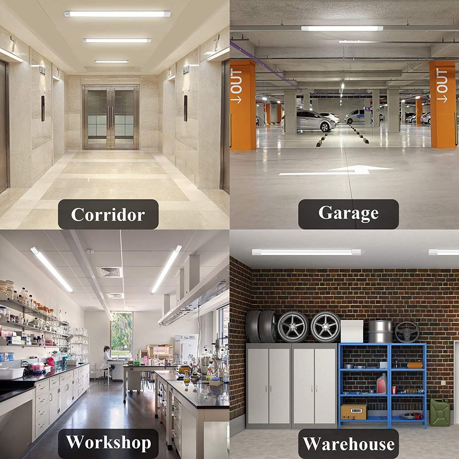 4FT LED Ceiling Light Fixture 5000K Daylight, 36W 3600 LUX IP66 Waterproof LED Shop Light for Garage, Closet, Under Cabinet - Bright Work Light for Hallway, Warehouse & Commercial Spaces