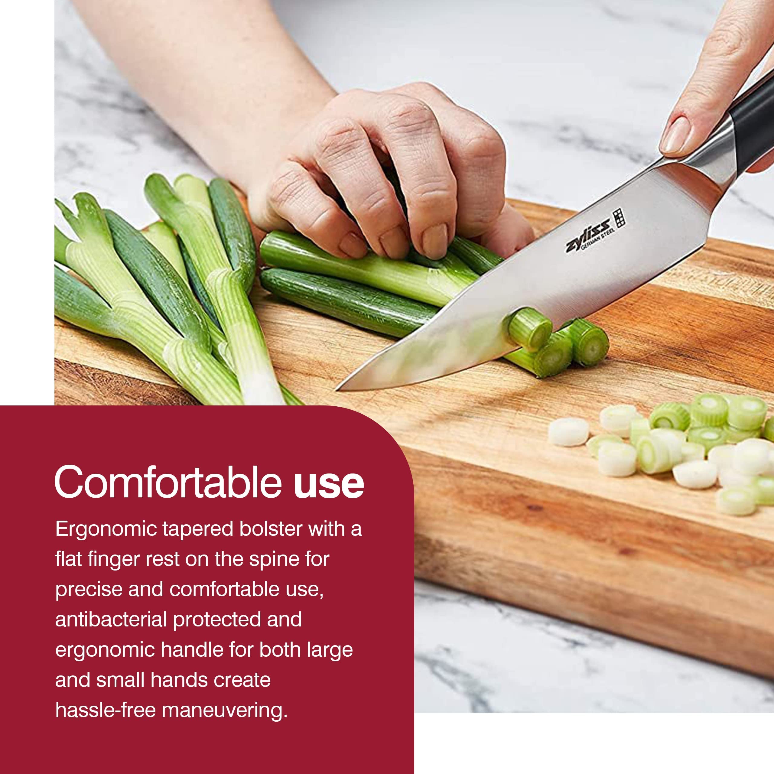 Zyliss Comfort Pro 12-Piece German Stainless Steel Knife Set with Acacia Wood Block - Ultra Sharp Kitchen Knives Dishwasher Safe - Perfect for Home Chefs, Cooking Enthusiasts & Gift Giving