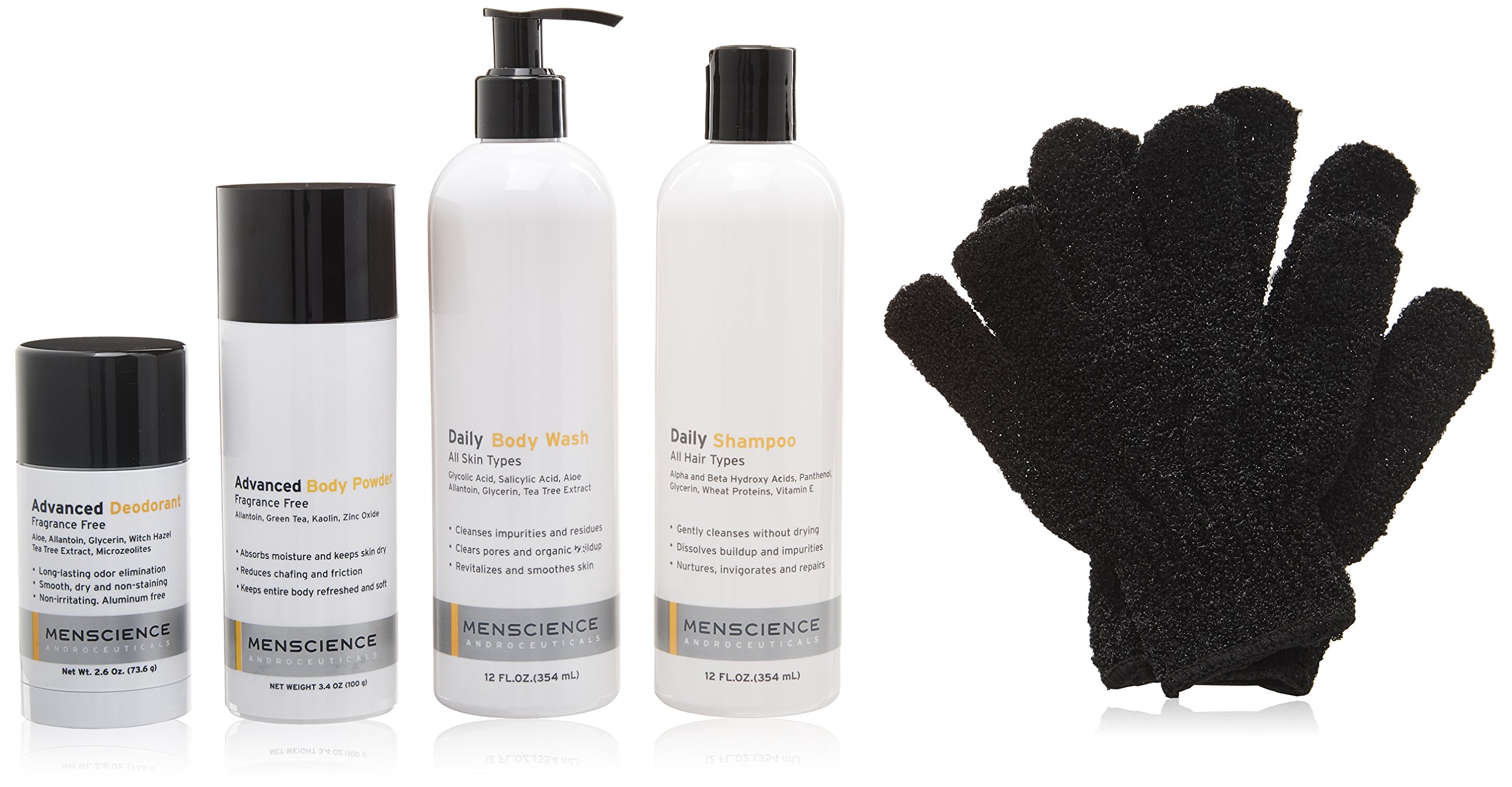 MenScience Androceuticals Men's Power Shower Kit - Hydrating Body Wash & Exfoliating Scrub for Men | Daily Skincare Routine | Gym, Post-Workout & Morning Refresh