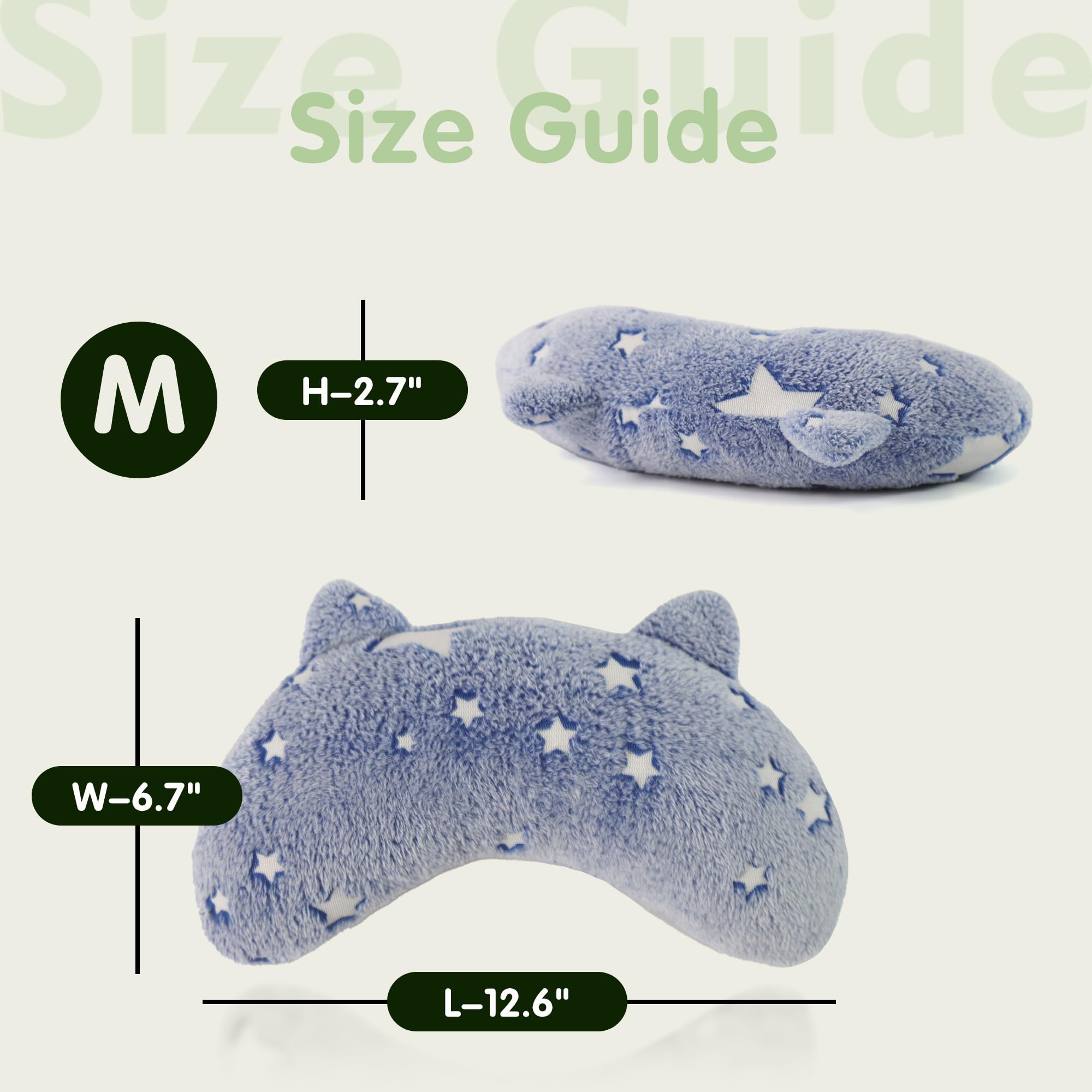 Glow in The Dark Dog Calming Pillow - Soft U-Shaped Pet Bed for Dogs & Cats, Machine Washable, Orthopedic Neck Support Pillow for Joint Pain Relief & Better Sleep (Medium, Blue) - Perfect for Anxious Pets, Crate Training & Nighttime Comfort