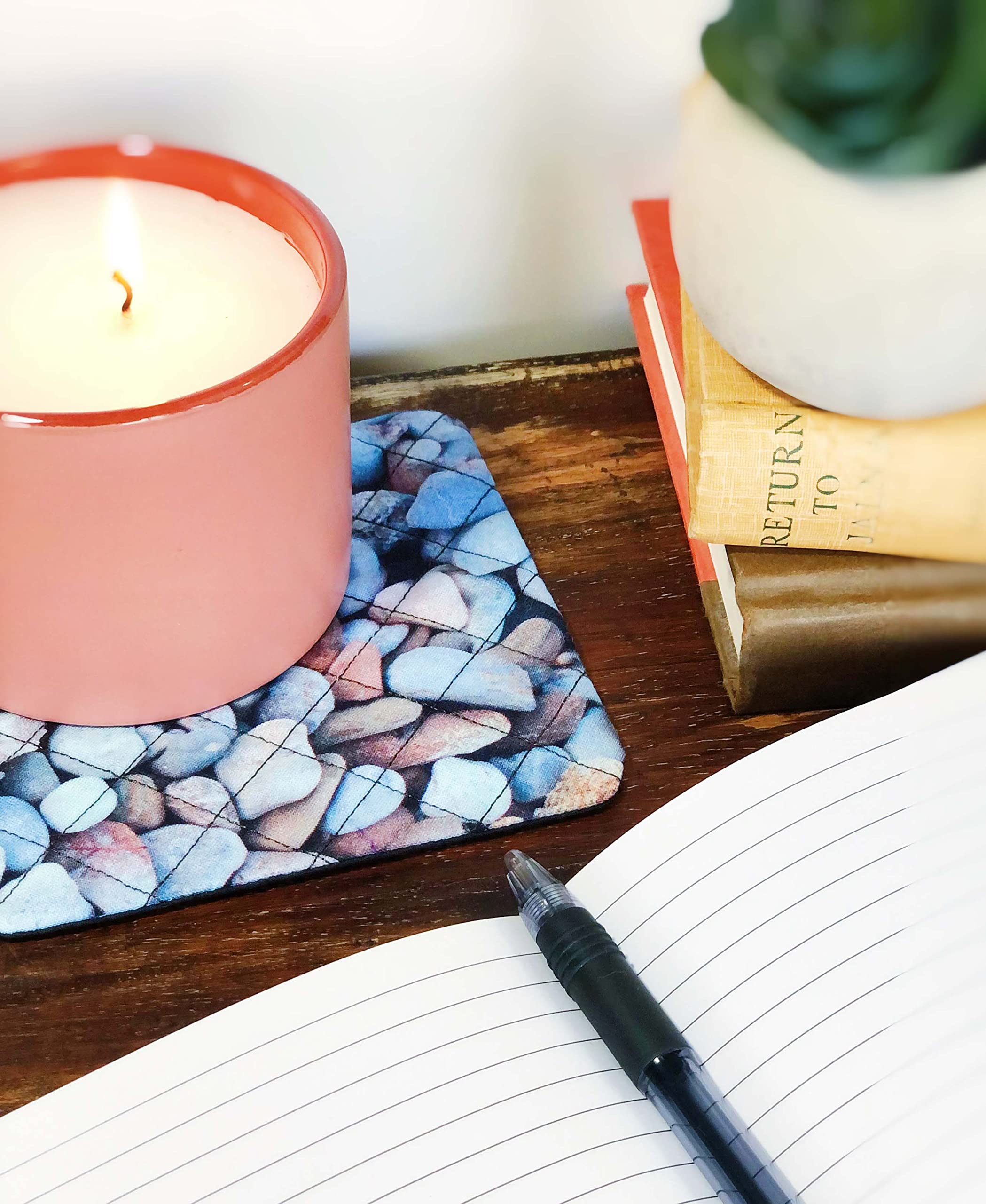 Floral Pink Square Coaster Set - Large Absorbent Drink Coasters for Coffee, Tea, and Wine - Perfect for Home, Office, and Party Use