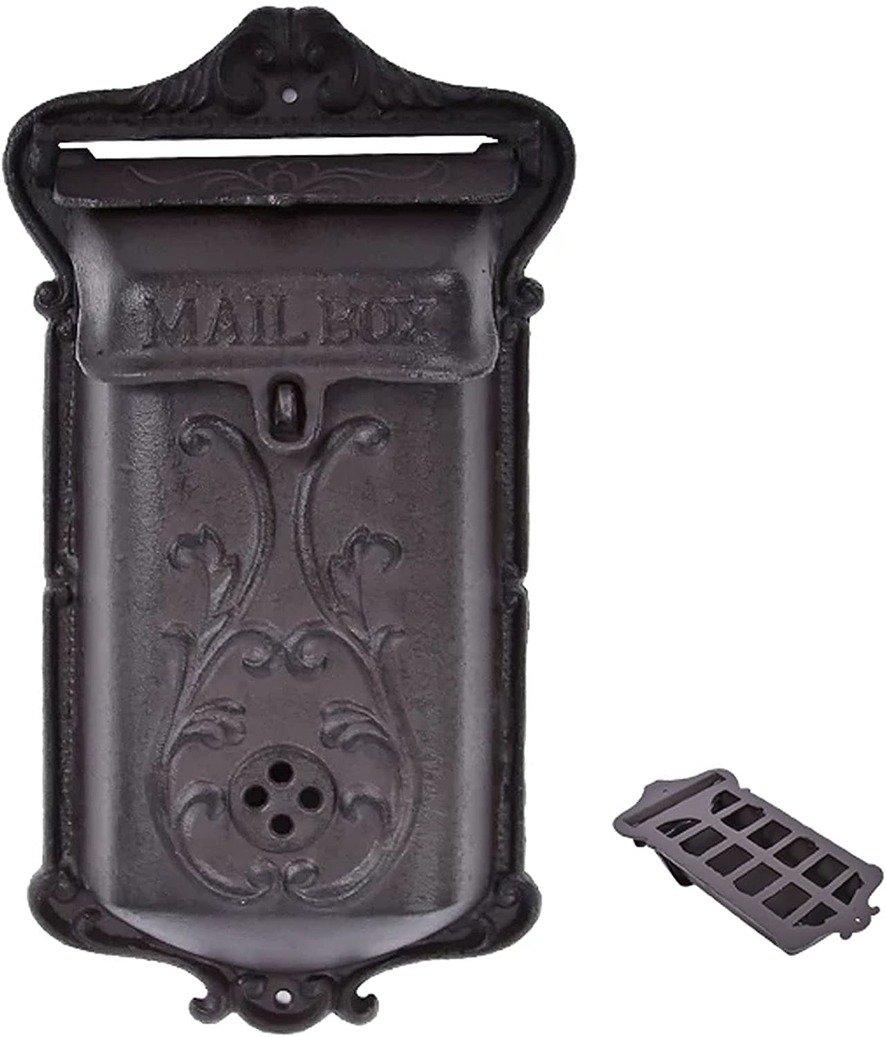Vintage Decorative Locking Mailbox - Outdoor Post Mount & Wall Mount Cast Iron Letter Box with Flip Lid, Waterproof for Courtyard, Yard & Residential Use - Perfect for Home, Garden & Office Mail Delivery
