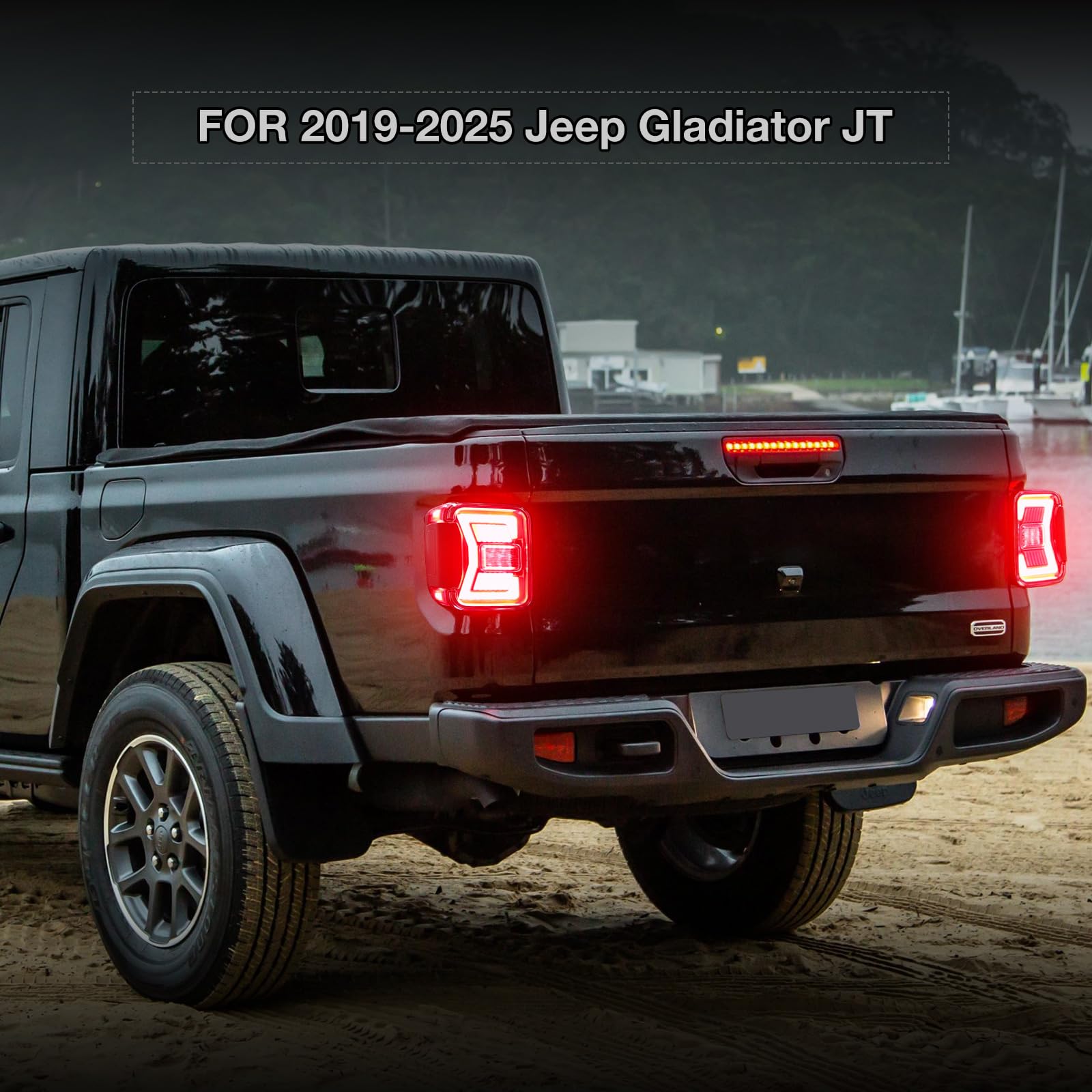 AUTOWIKI LED Tail Lights for 2019-2025 Jeep Gladiator JT - Black Smoke Lens Sequential Turn Signal Tail Lights (1 Pair) - Rear Lamps Replacement for Off-Roading & Night Driving