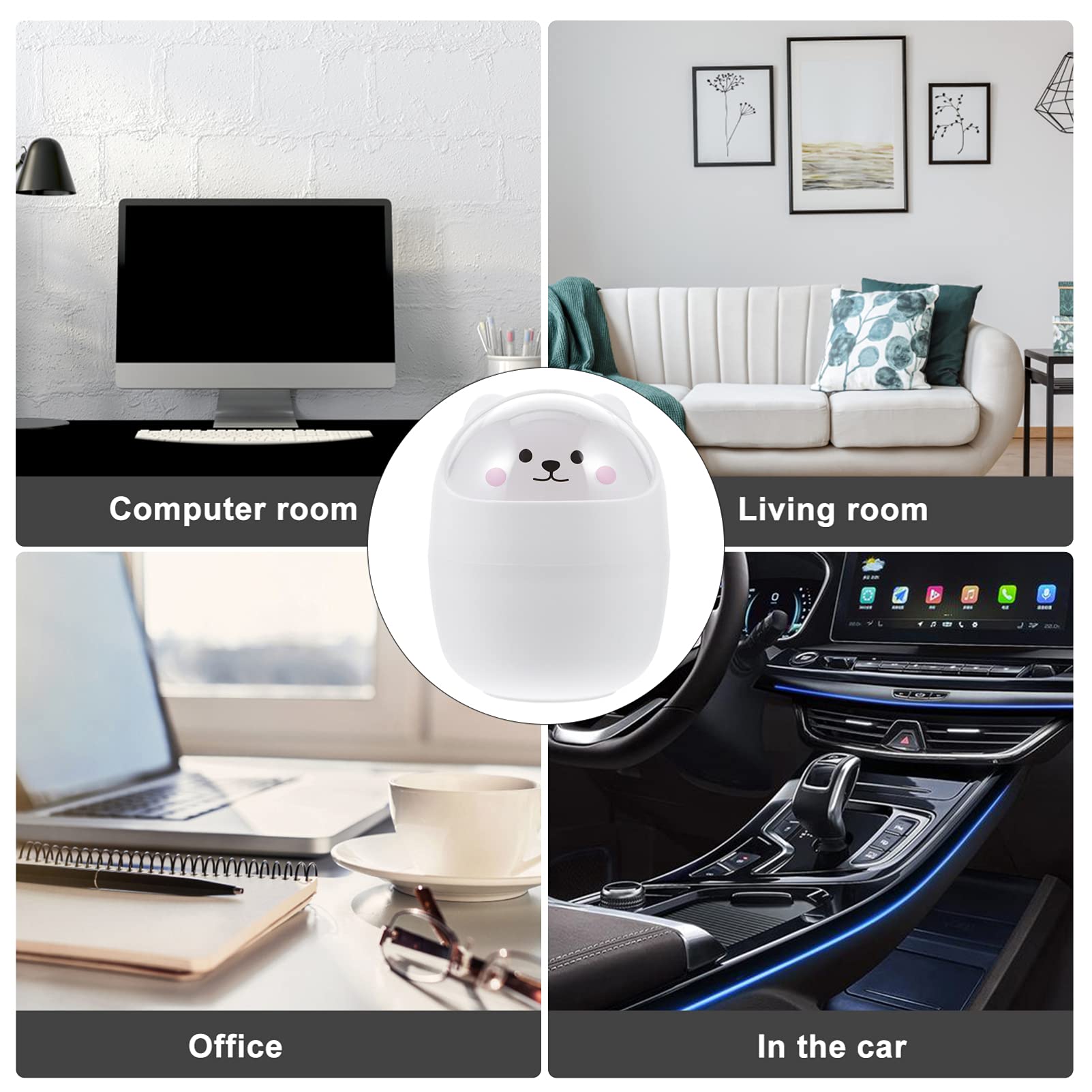 Cute Mini Desktop Trash Can with Lid - Cartoon Animal Shaped Small Waste Bin for Home, Kitchen, Office - Large Capacity Cute Garbage Can for Desk, Countertop & Workspace Organization