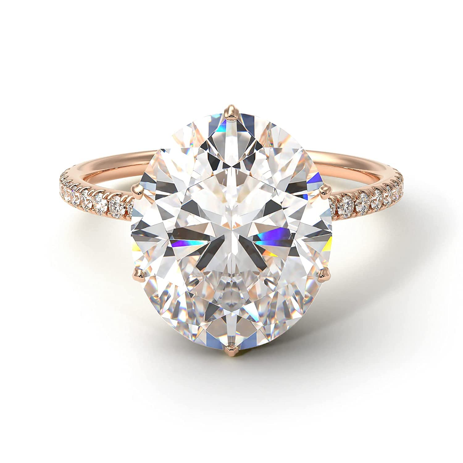 14K-18K Rose Gold Oval Diamond Engagement Ring with Hidden Halo | Premium Moissanite Gemstone | Unique Wedding Jewelry for Proposals & Anniversaries