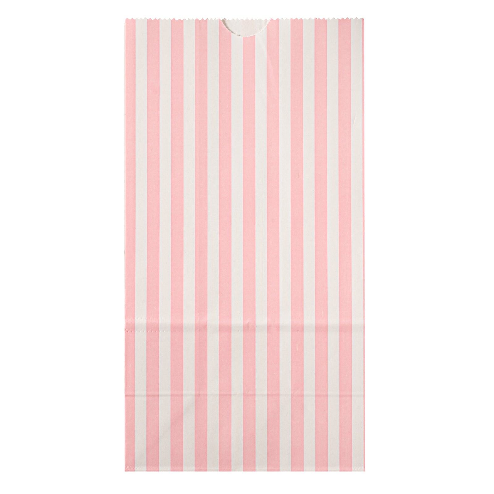 Pink and White Striped Paper Bags - 4 lb Capacity, 5 x 3.25 x 9.5 Inches - Pack of 100 - Perfect for Party Favors, Gift Packaging & Retail Shopping Bags