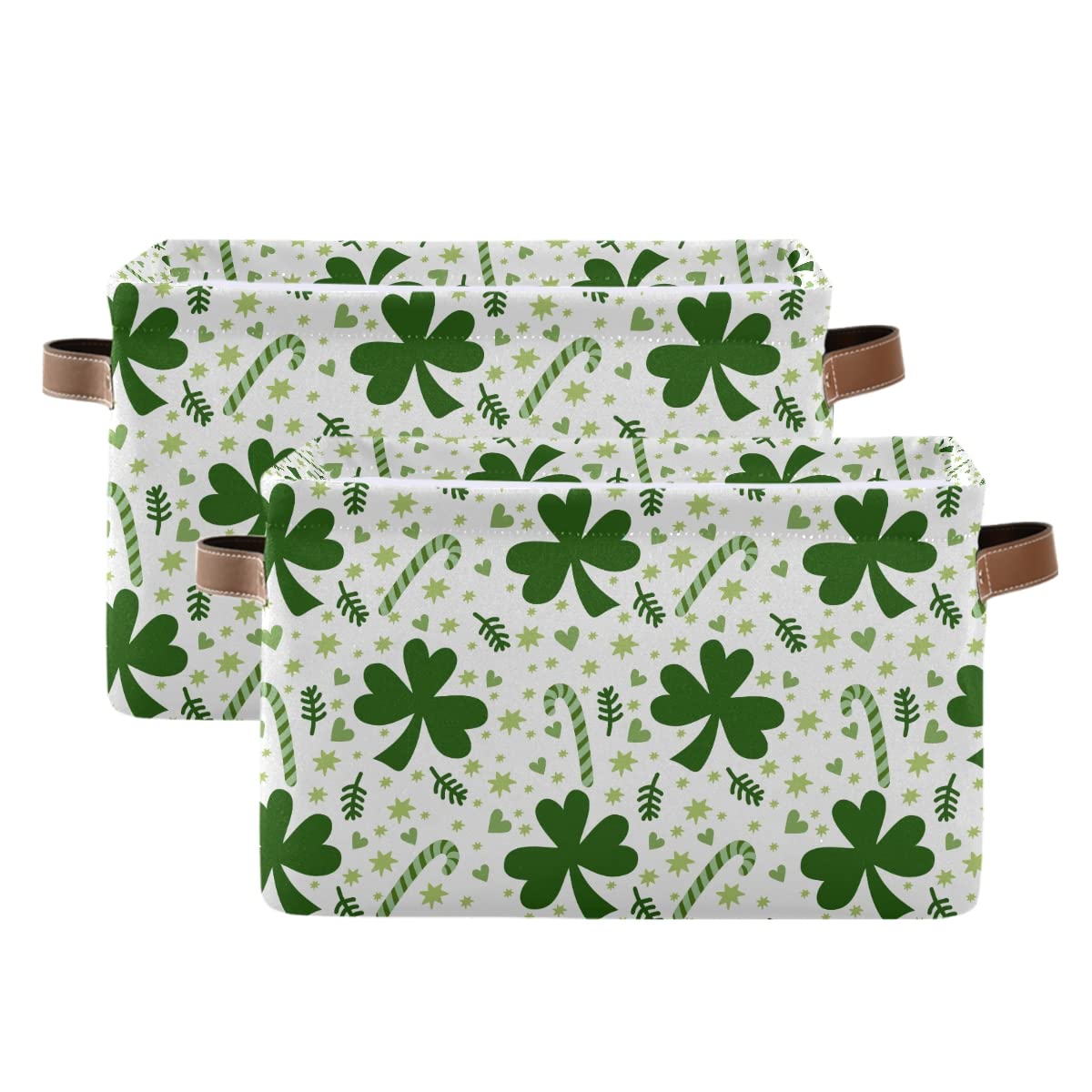 Clover Leaves Rectangle Collapsible Storage Basket - Waterproof Organizer Bin for Nursery Toys, Books, Closet Shelves & Bedroom Decor | Perfect for Kids Room Organization & Home Storage Solutions