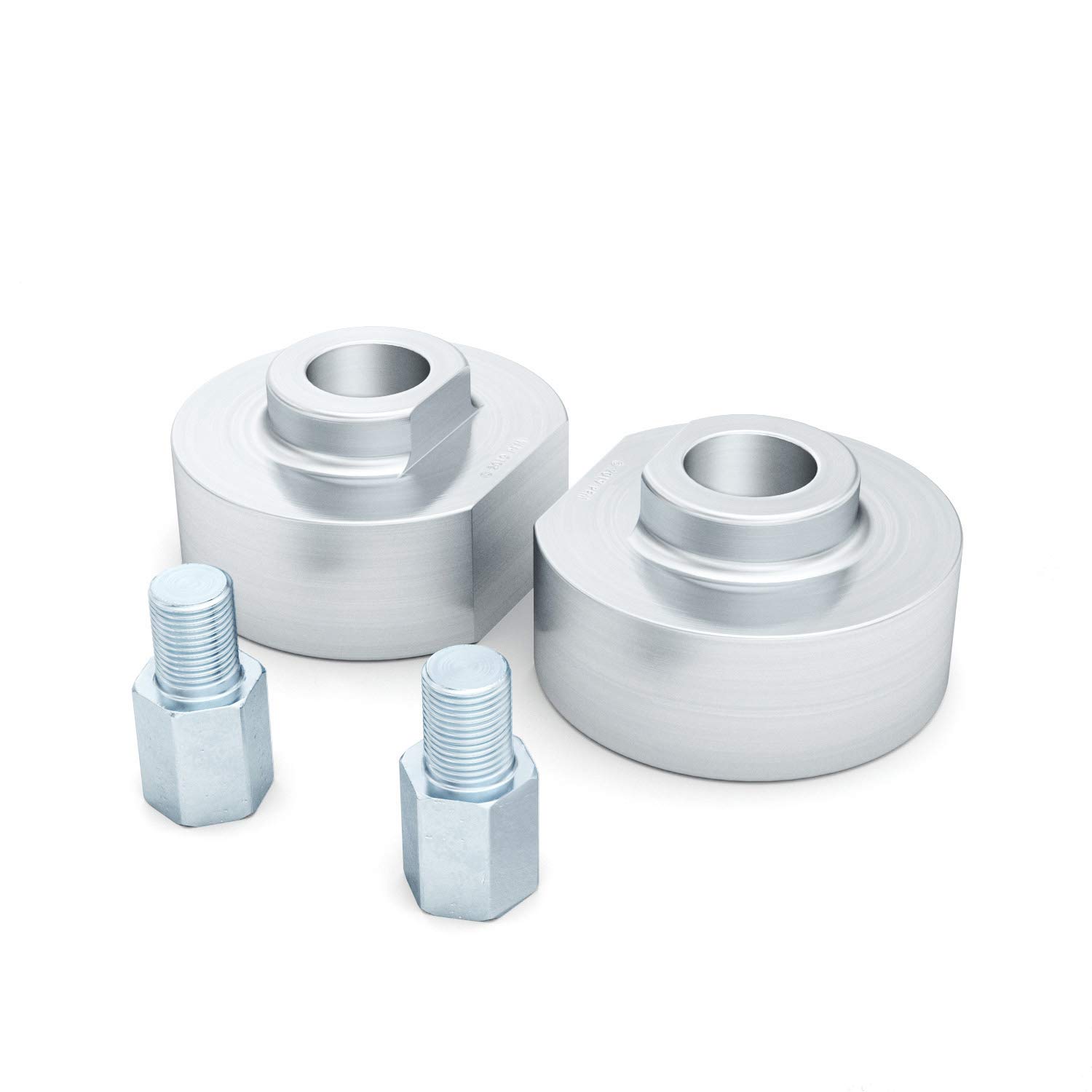 2 Inch Front Leveling Kit for Ford F150 F-150 (1981-1996), Bronco (1981-1996), Ranger (1983-1996) & Explorer (1991-1994) - 4WD Suspension Lift Strut Spacers - Aluminum Silver - Perfect for Off-Roading & Truck Leveling