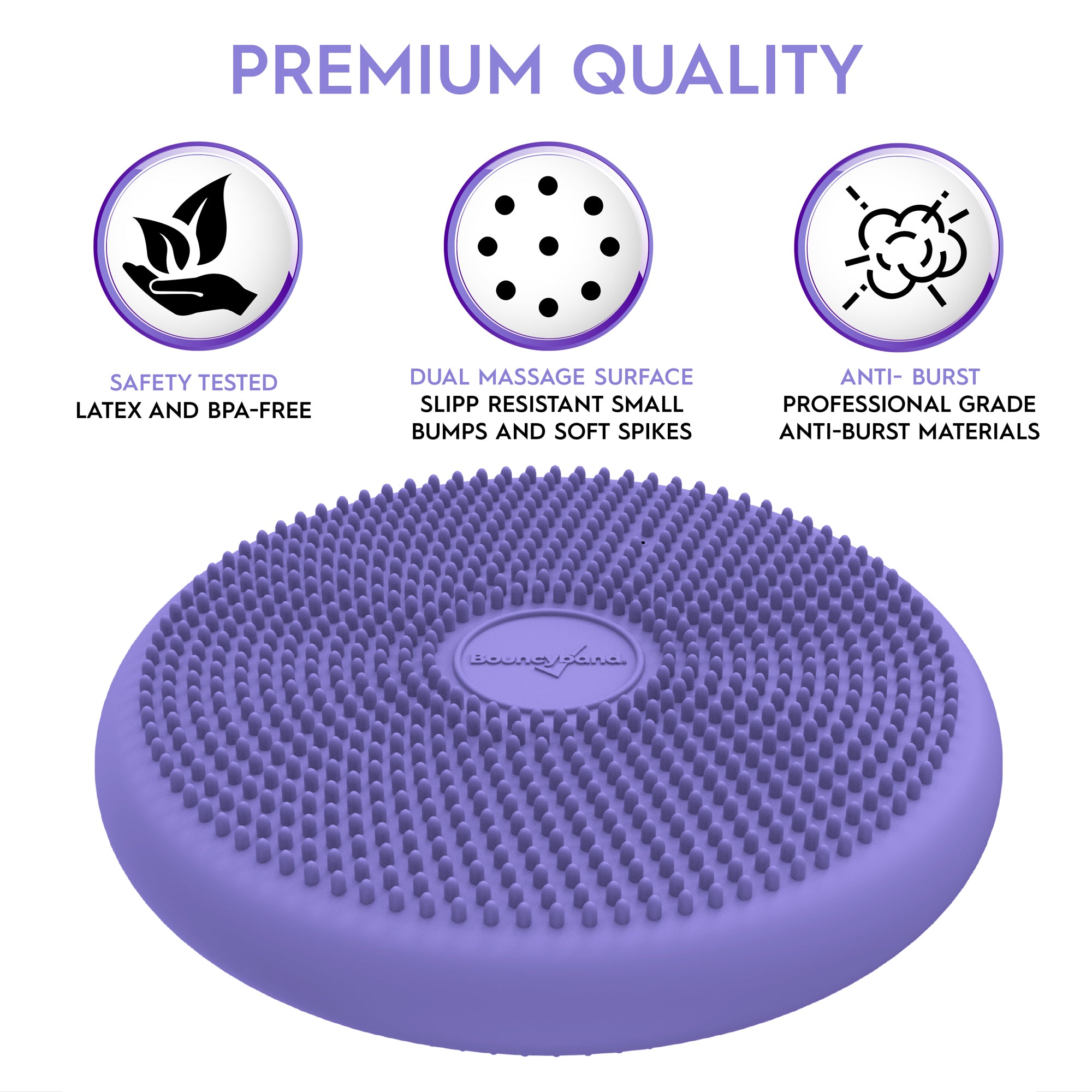Bouncyband Big Wiggle Seat Sensory Cushion - Purple Flexible Seating for Kids - Improve Focus & Movement in Classroom or Home Learning