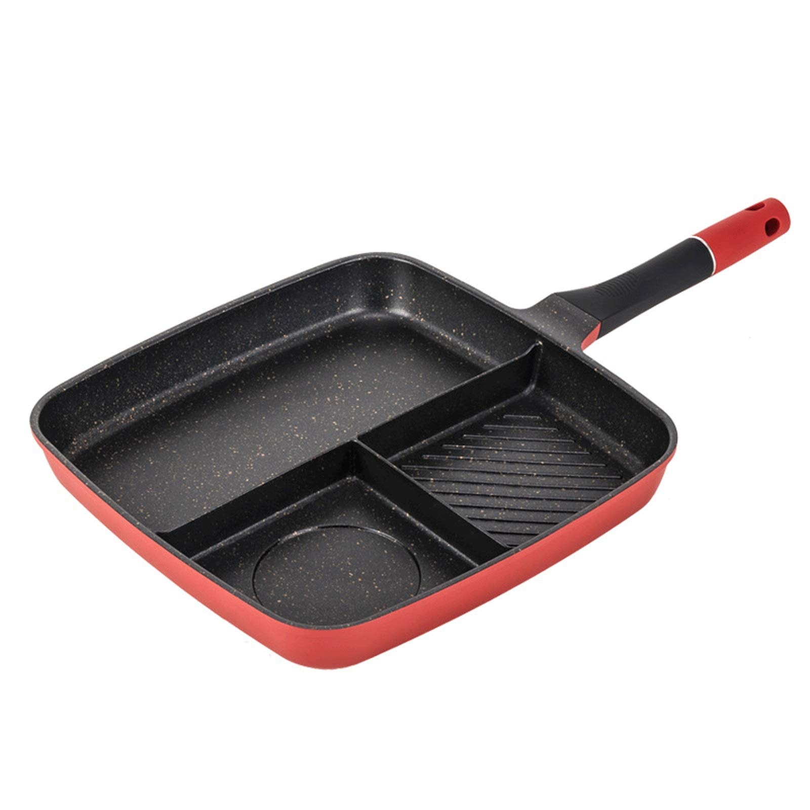 Non-Stick Maifan Stone Frying Pan - Healthy Home Cooking Skillet for Steak, Pancakes & Breakfast - Induction & Gas Stove Compatible - Red (Perfect for Family Meals & Quick Breakfasts)