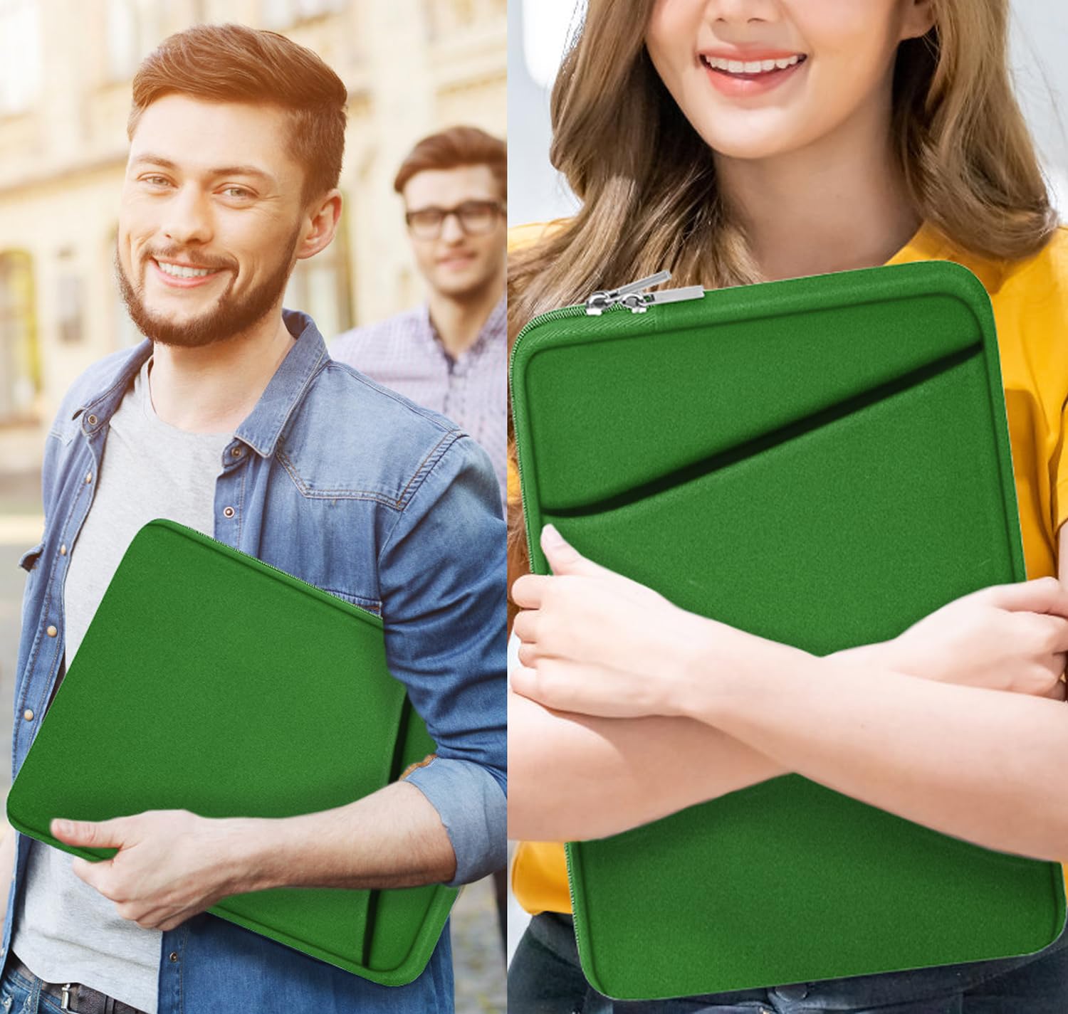 Askuko 15.6 Inch Laptop Sleeve - Shockproof Protective Case for HP, Dell, Asus, Lenovo Notebooks with Front Pocket, Dark Green - Perfect for Work, Travel, and School