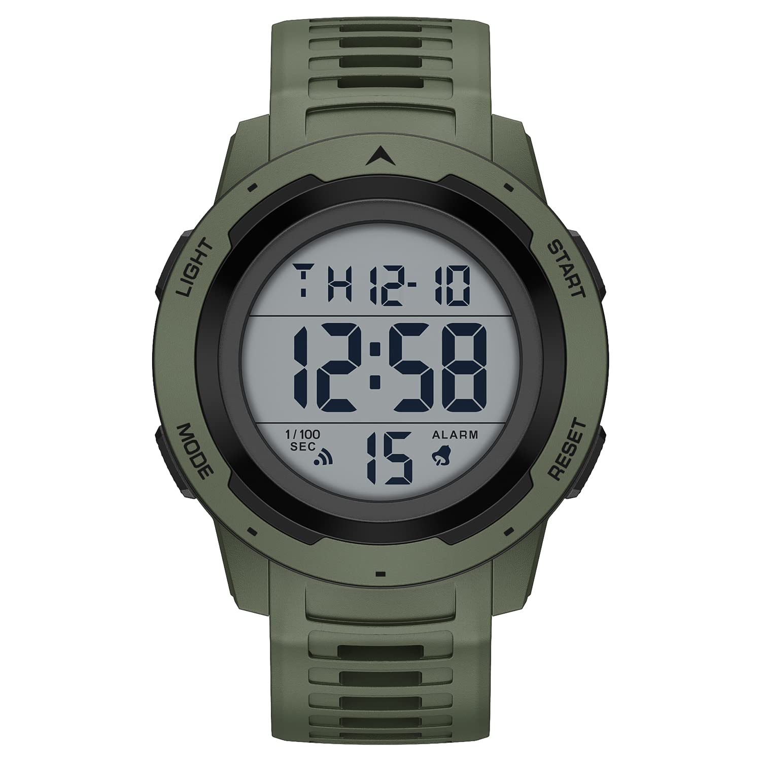 **GOLDEN HOUR Men's Waterproof Digital Sports Watch - Military Style, Wide Screen, Easy-to-Read Display, Durable Rubber Strap - Perfect for Running, Hiking, Swimming & Outdoor Adventures**