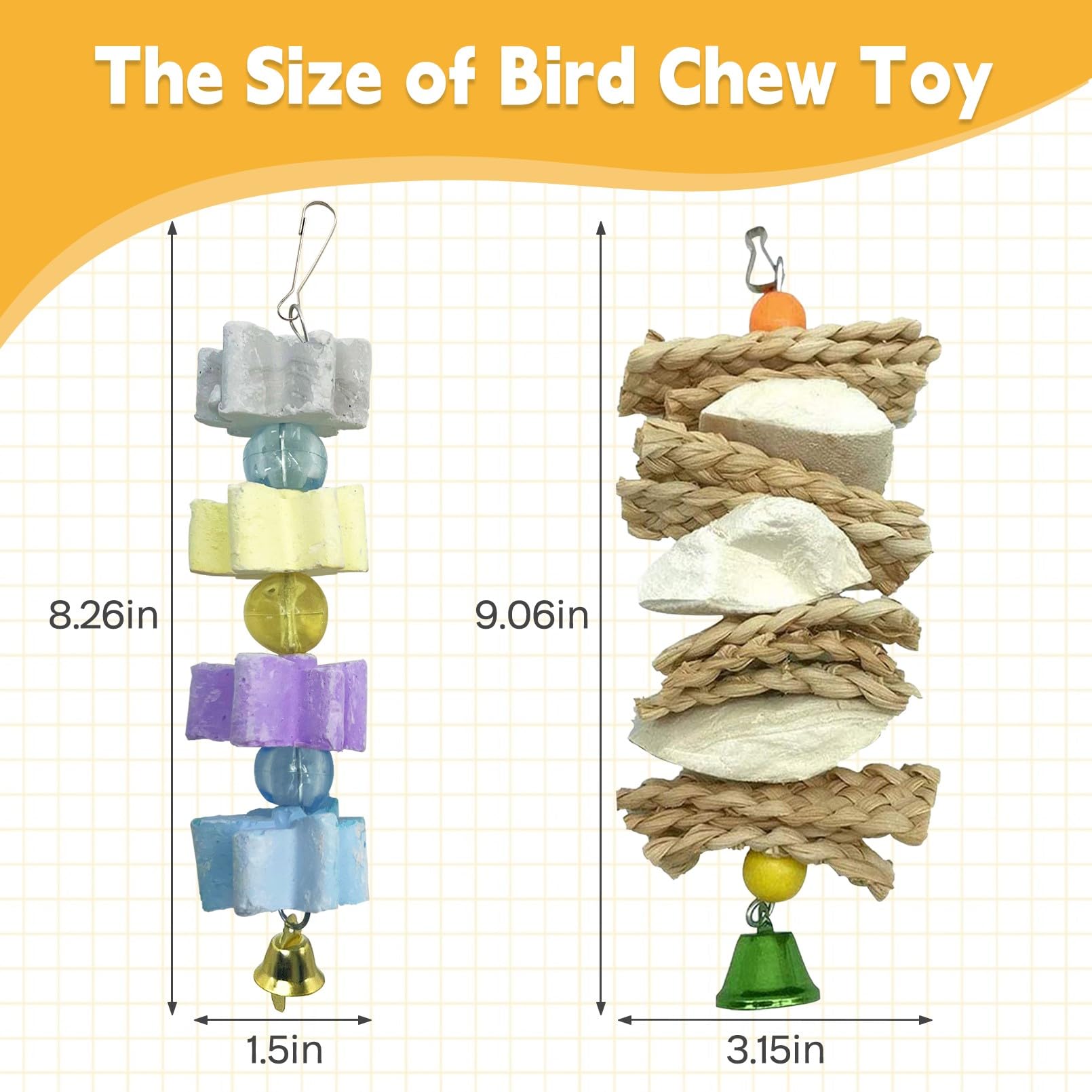 2 PCS Bird Chew Toys for Parrots, Conures, Cockatiels & Budgies - Mineral Lava Blocks & Cuttlebone Beak Stone for Beak Trimming & Play - Perfect for African Gray, Parakeets & Small Birds - Cage Accessories for Mental Stimulation & Healthy Beak Care
