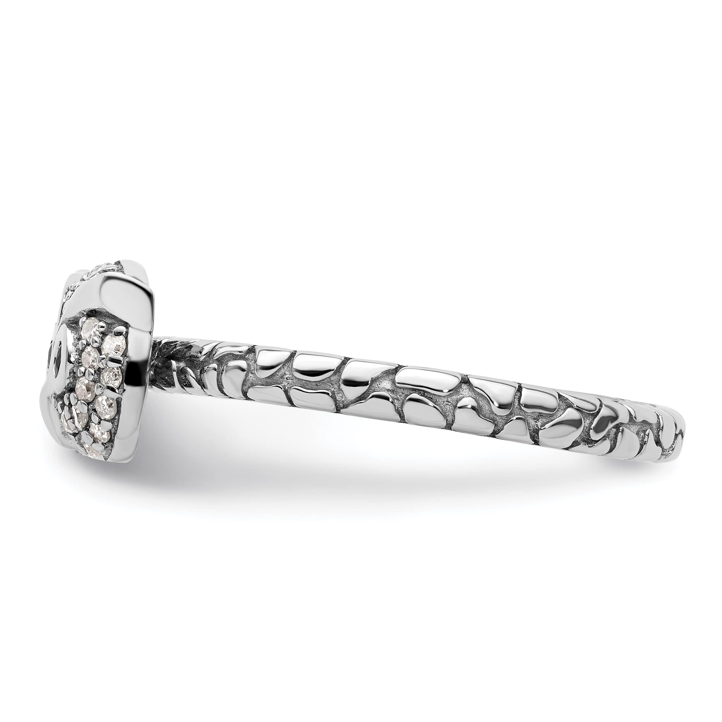 Avariah Solid Sterling Silver Stackable Expressions Garnet & Diamond Owl Ring - Size 7.0 - Elegant Jewelry for Women, Perfect Gift for Birthday, Anniversary & Special Occasions