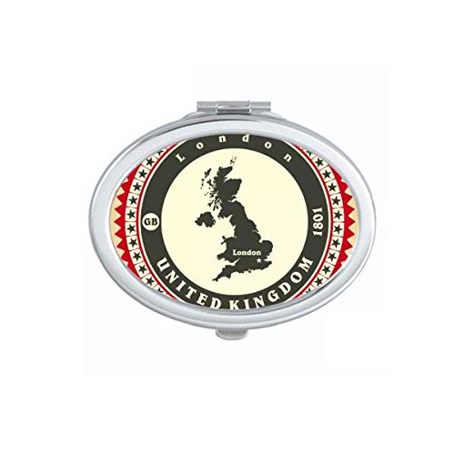 DIYthinker London UK United Kingdom Britain Country Map Mirror - Portable Foldable Double-Sided Makeup Mirror with Travel Case | Perfect for Travel, Home Vanity & Gift Giving