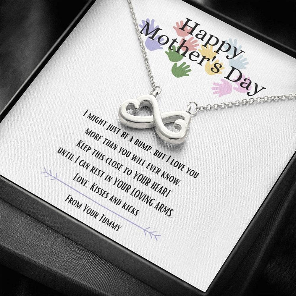 Best Gifts Infinity Hearts Necklace - Happy Mother's Day, Christmas & Birthday Gift for Expecting Moms, Pregnant Women, Luxury Silver Jewelry for Special Occasions