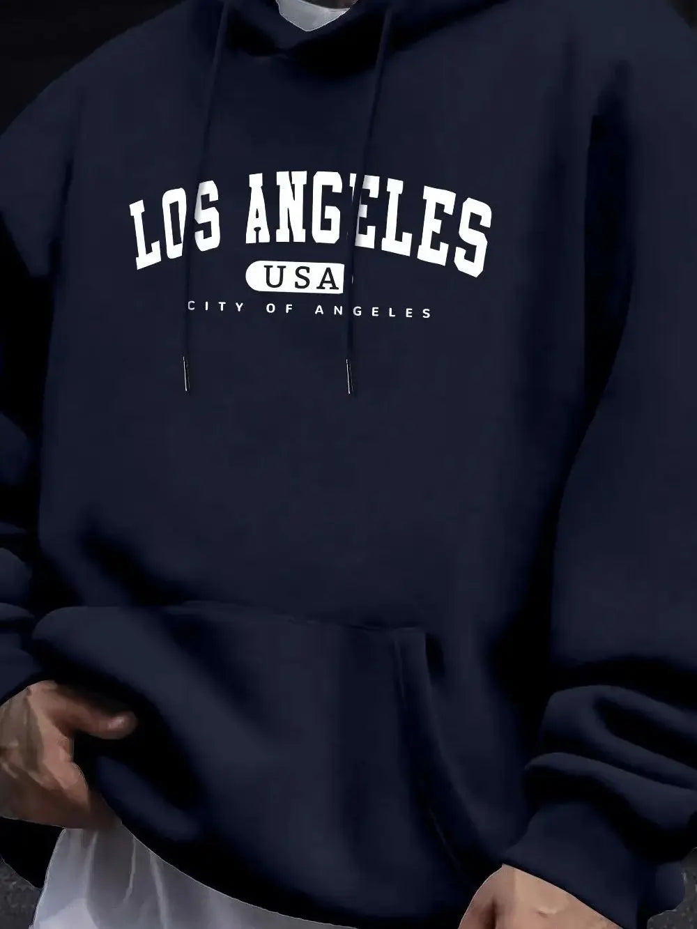 Los Angeles USA Print Men's Long Sleeve Cotton Hoodie - Casual Drawstring Pullover for Autumn & Winter | Streetwear, Gym, Outdoor Activities