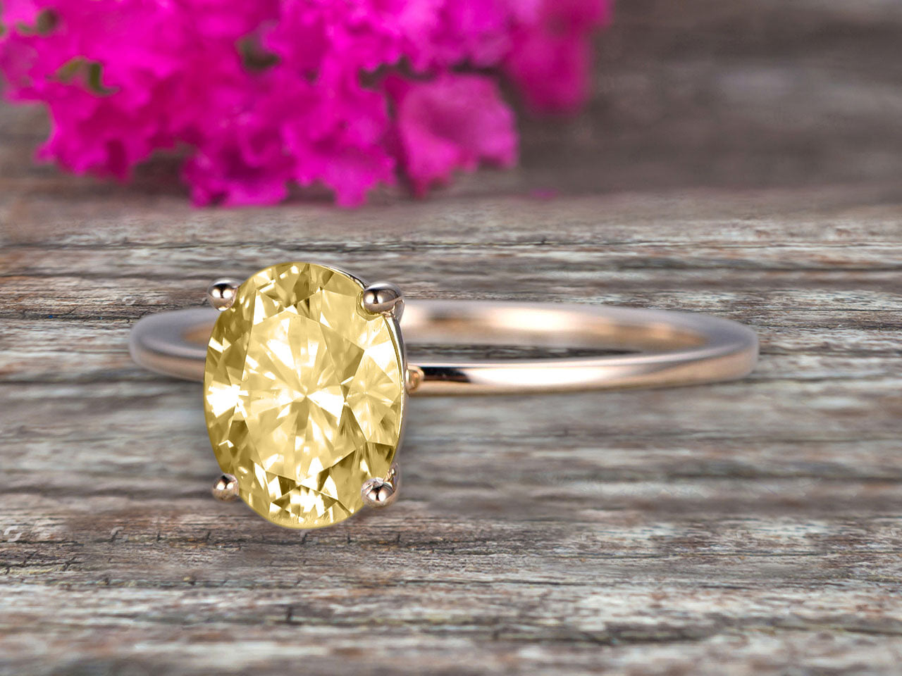 1.00 Carat Oval Champagne Moissanite Solitaire Engagement Ring in 10K Yellow Gold - Perfect for Proposals, Weddings & Anniversary Gifts