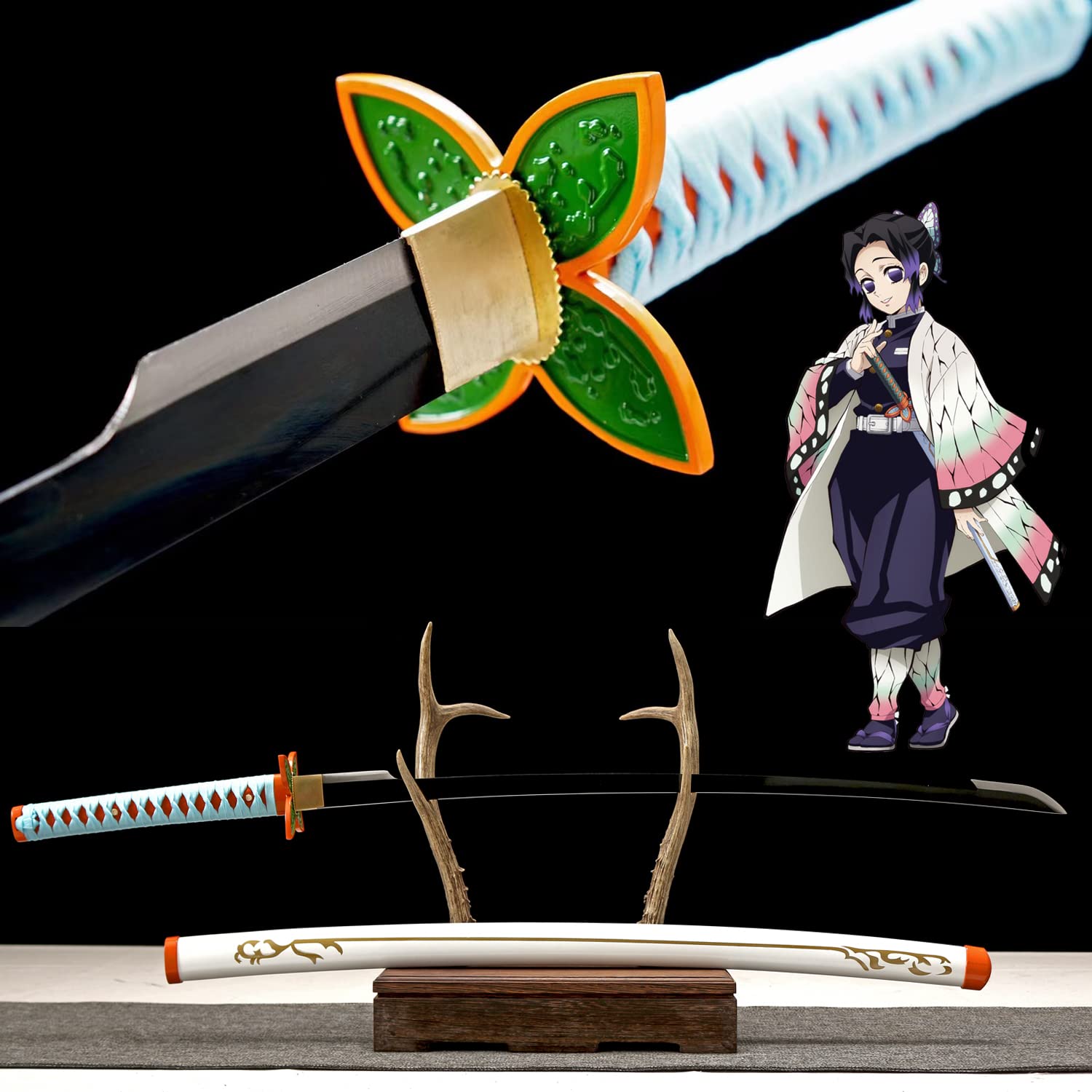 Demon Slayer Katana Sword - Kimetsu no Yaiba Tanjiro Kamado & Shinobu Kochou Cosplay Replica - High Carbon Steel Anime Collectible - Perfect for Cosplay, Display, and Anime Enthusiasts