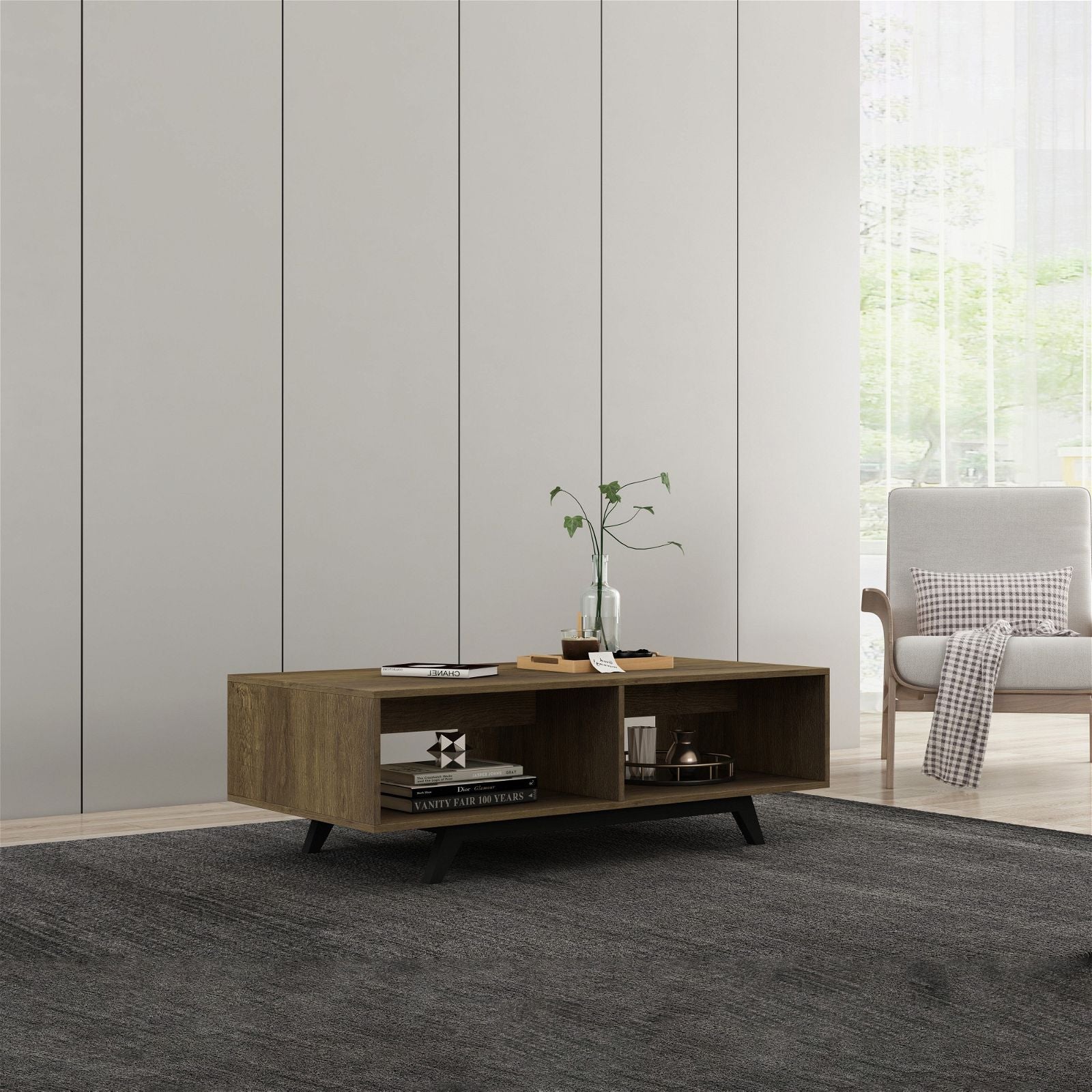 Tauris™ Dark Oak Metro Coffee Table - Modern Living Room Furniture for Home & Office Decor