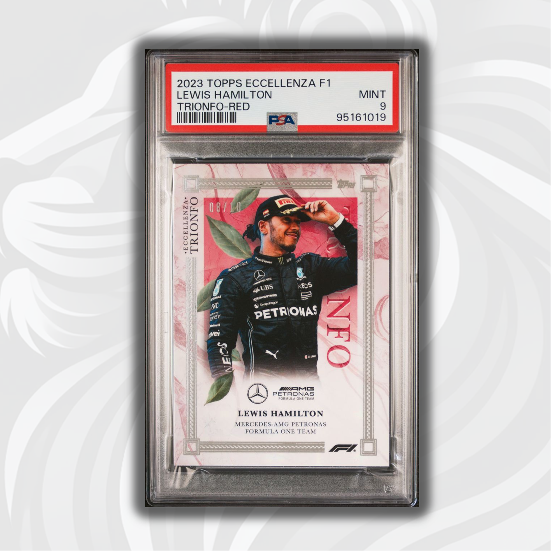 2023 Topps Eccellenza Trionfo Red Lewis Hamilton PSA 9 08/10 - Rare Racing Collectible Card for Display & Investment
