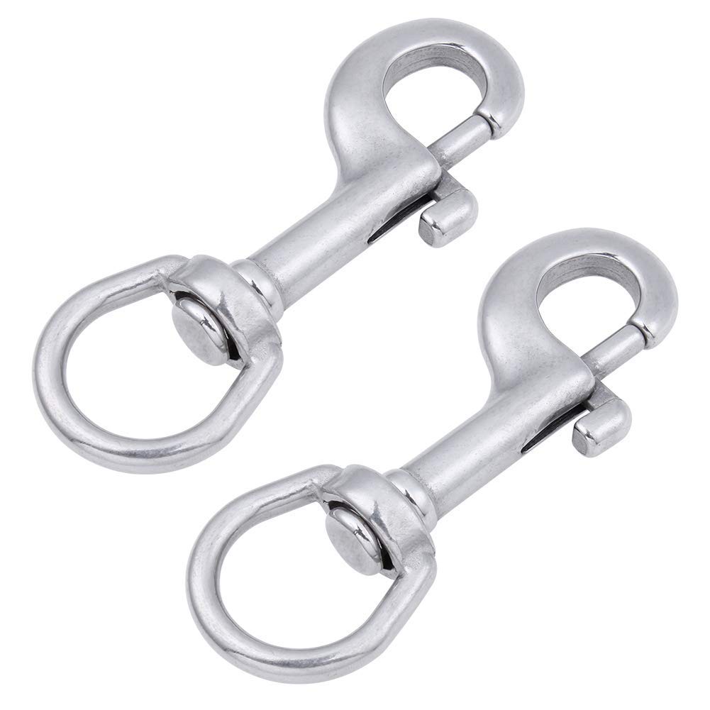 316 Stainless Steel Heavy Duty Bolt Snap Hook - Pack of 2 for Scuba, Horse Leads & Gates