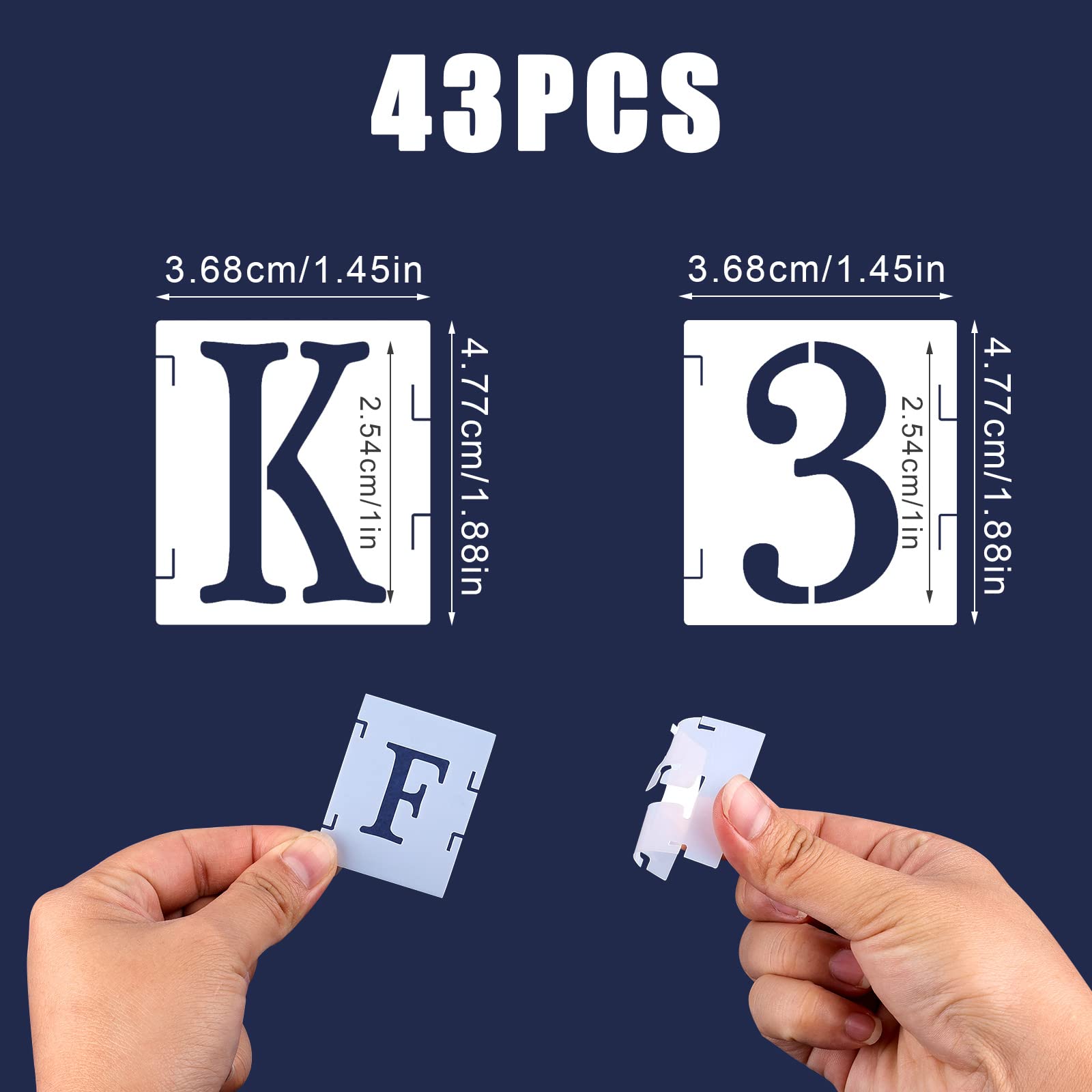 AIEX 43-Piece 1 Inch Reusable Plastic Letter & Number Stencils - Uppercase Alphabet, Punctuation Marks & Symbol Templates for Scrapbooking, Painting, DIY Crafts & Home Decor Projects