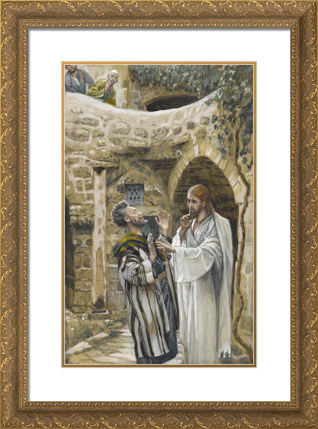 Tissot James 18x24 Gold Ornate Framed Art Print - Jesus Heals a Mute Possessed Man - Religious Wall Decor for Home, Church & Office