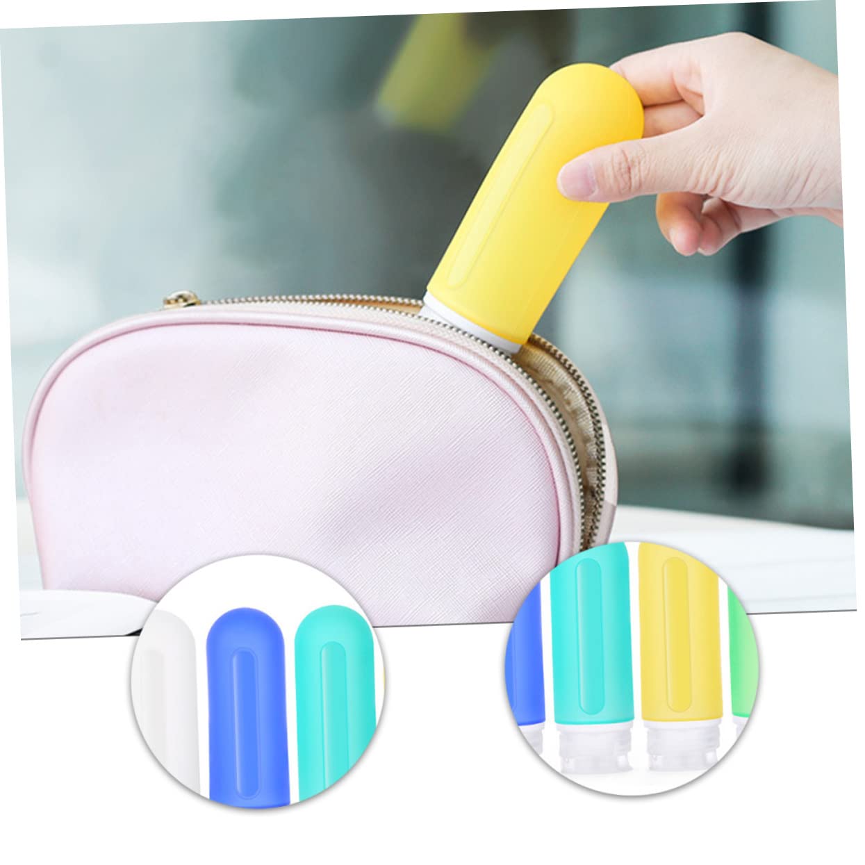 Healeved 5-Piece Refillable Silicone Travel Bottles Set - Leak Proof Squeezable Liquid Containers for Shampoo, Conditioner & Toiletries | Perfect for Air Travel, Gym, Camping & Vacation Essentials